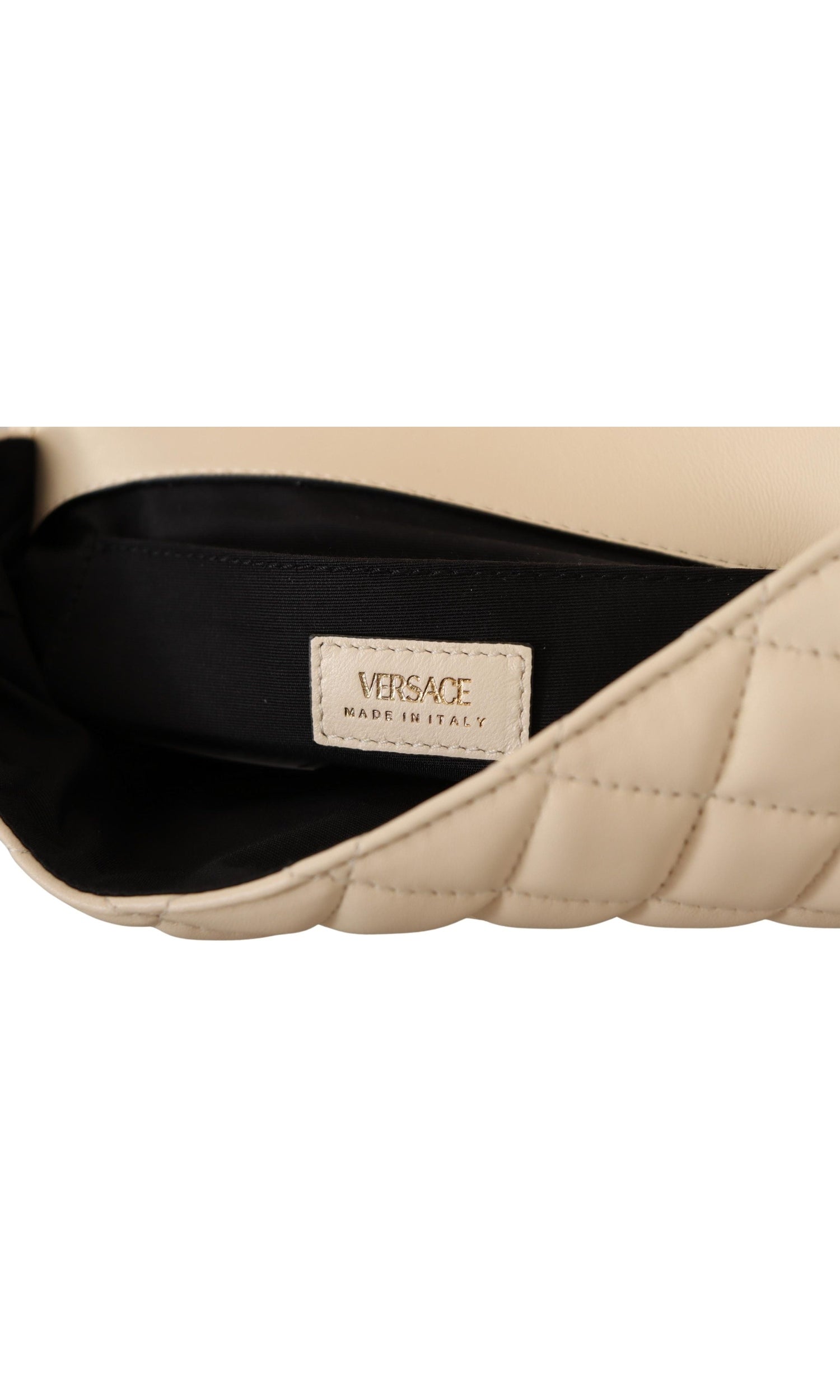 Versace White Leather Elegant Nappa Shoulder Bag Glam Steals