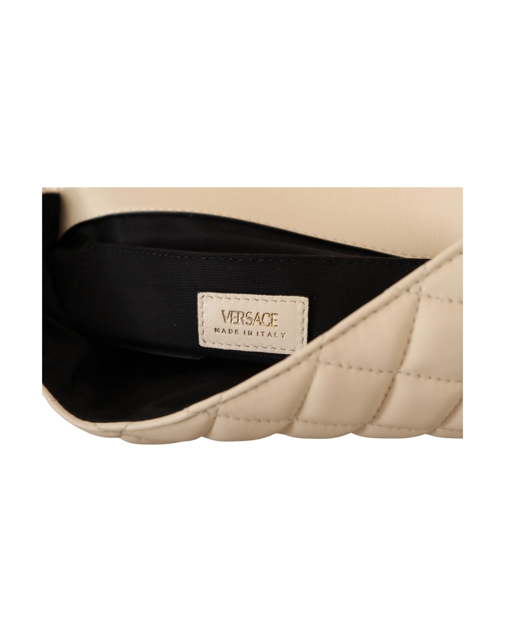 Versace White Leather Elegant Nappa Shoulder Bag Glam Steals