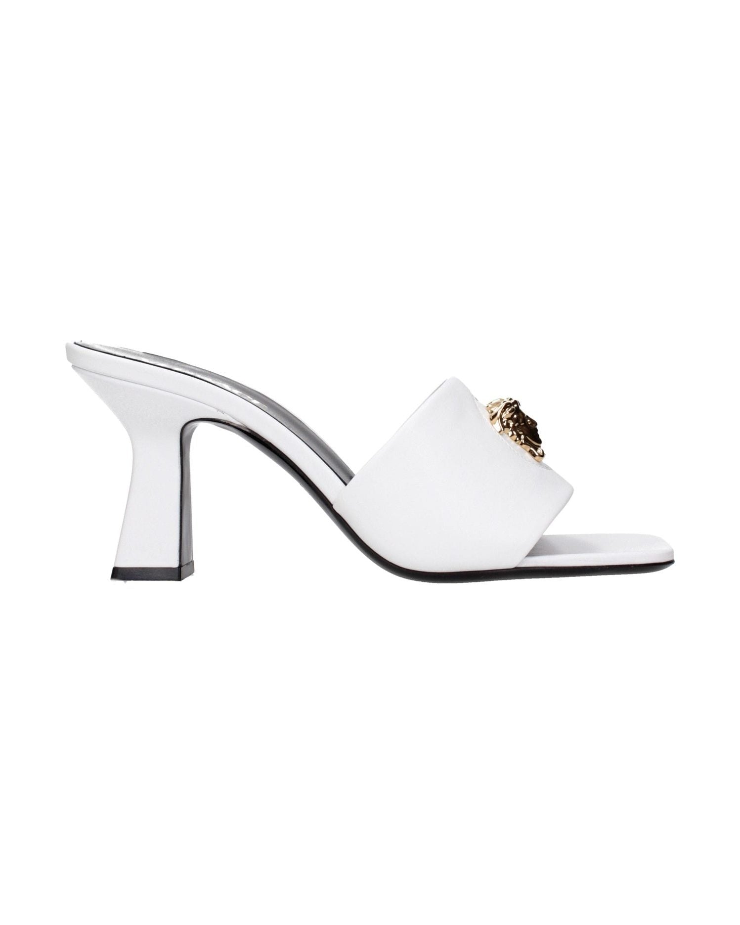Versace White Leather Stiletto Heels Sandals Glam Steals