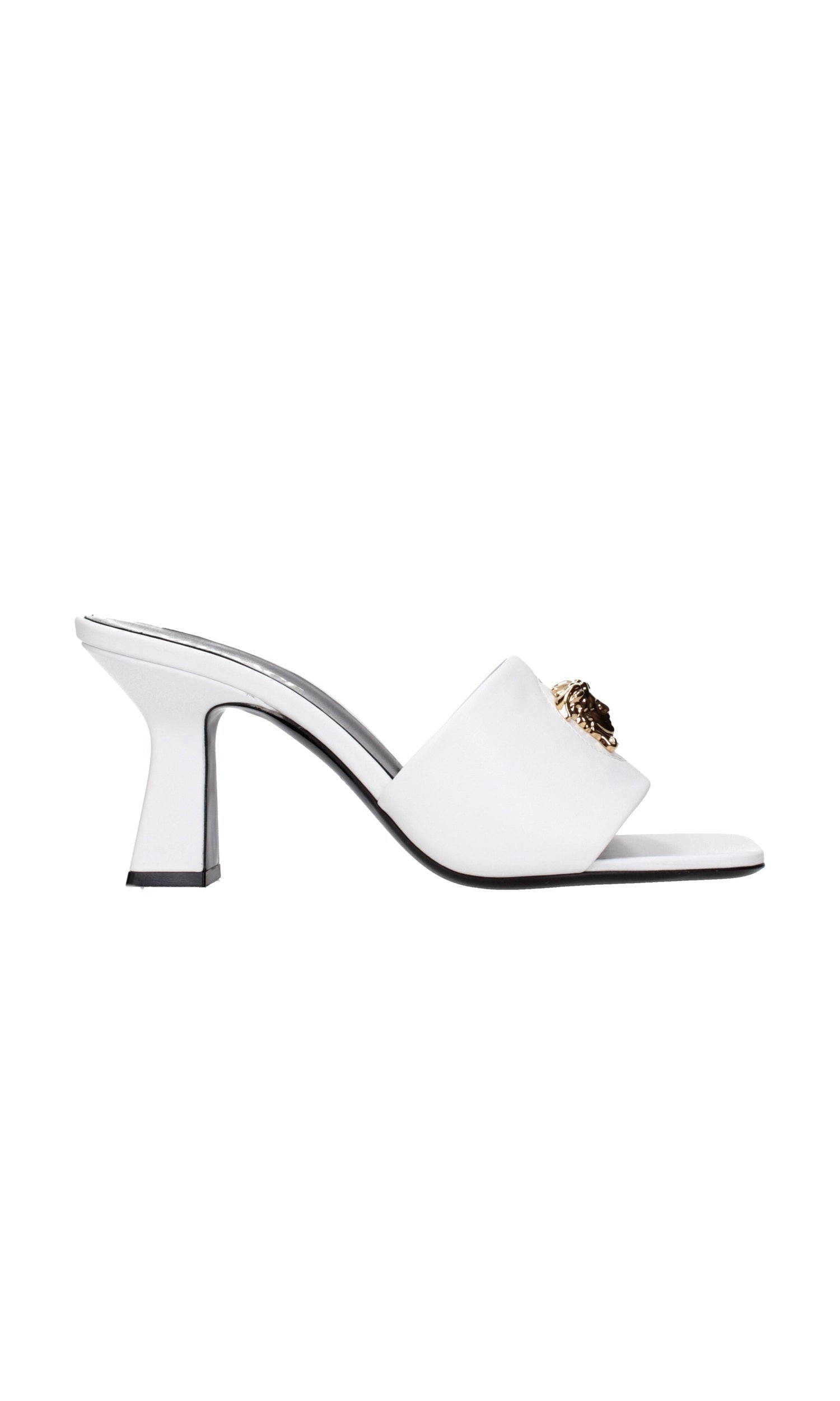 Versace White Leather Stiletto Heels Sandals Glam Steals
