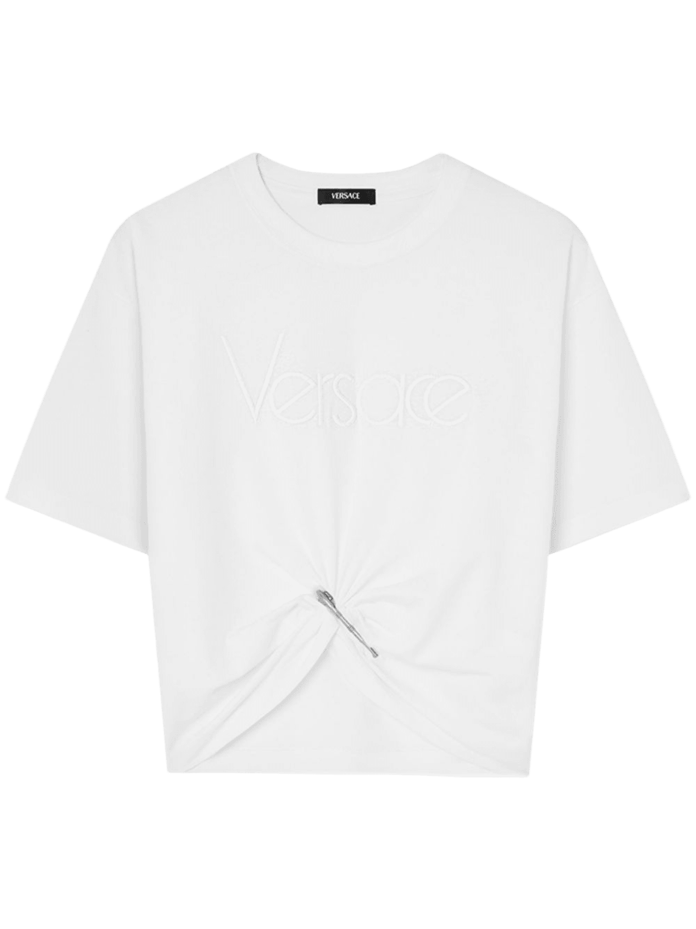 Versace White Logo Embroidered T-shirt Glam Steals