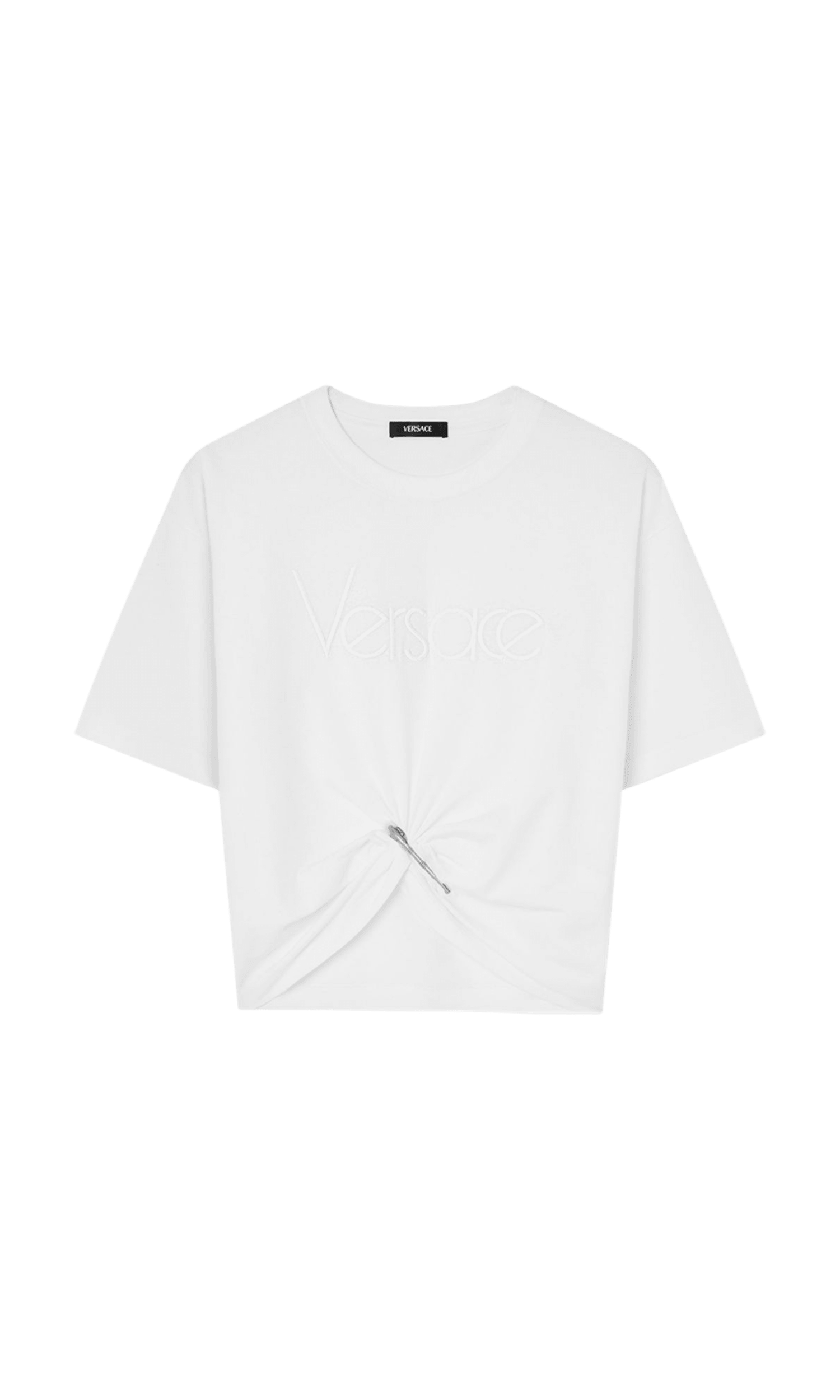 Versace White Logo Embroidered T-shirt Glam Steals