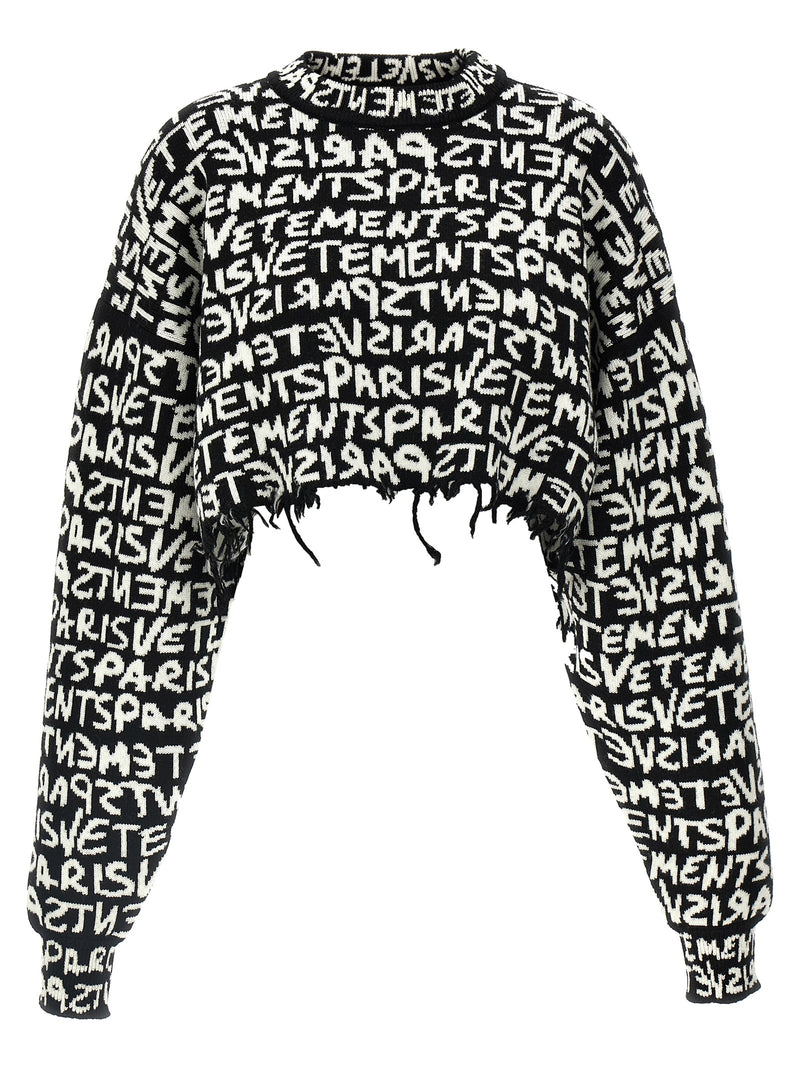 Vetements Paris Monogram Cropped Sweater Glam Steals