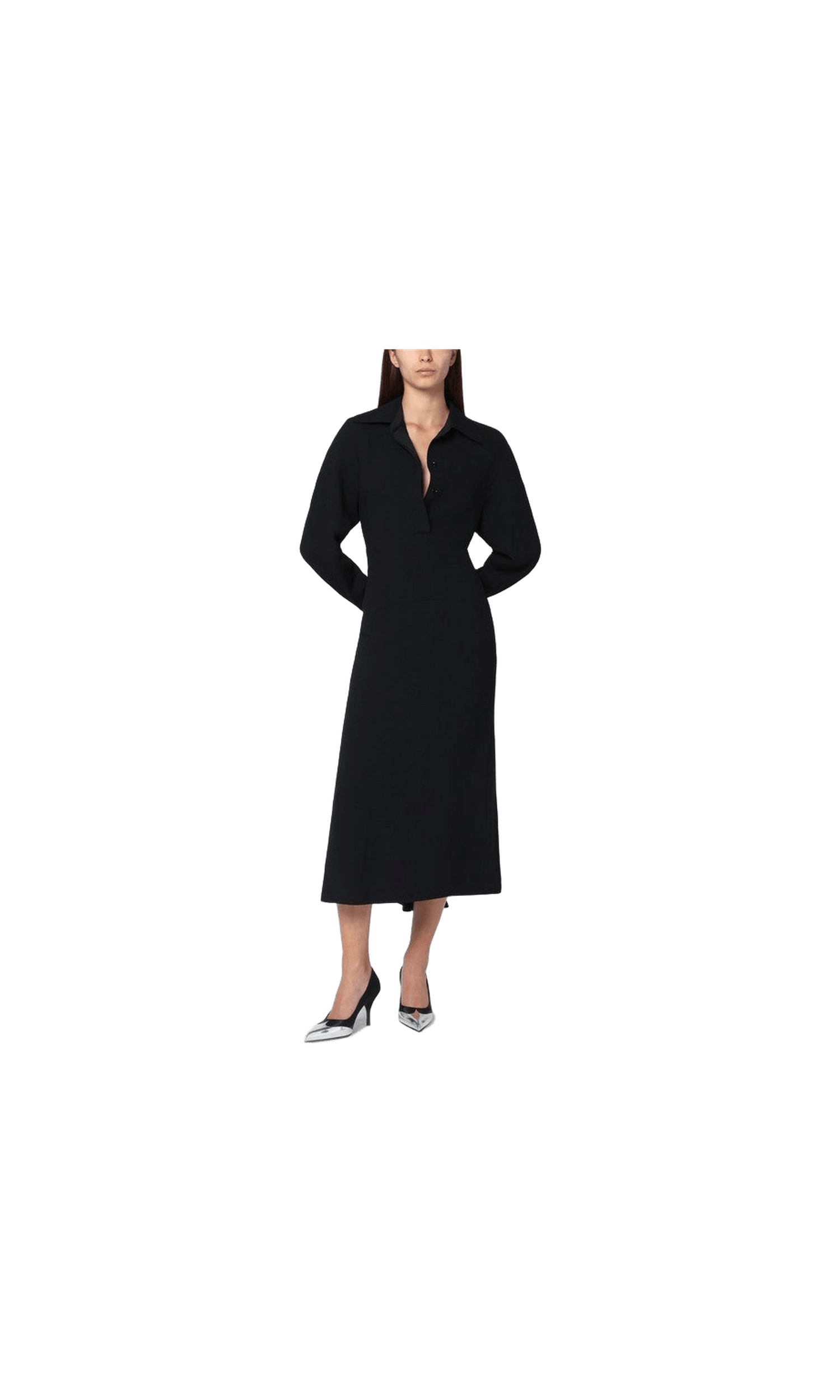Victoria Beckham Black Satin Shirt Dress Midi Glam Steals