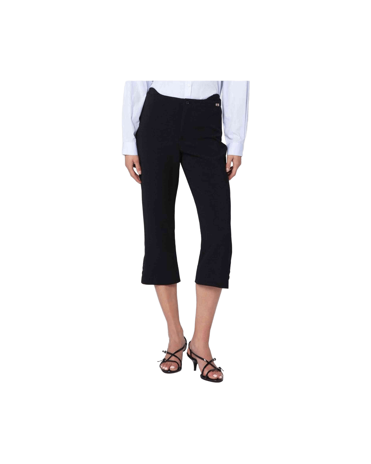 Victoria Beckham Black Wool Cropped Trouser In Blend Glam Steals