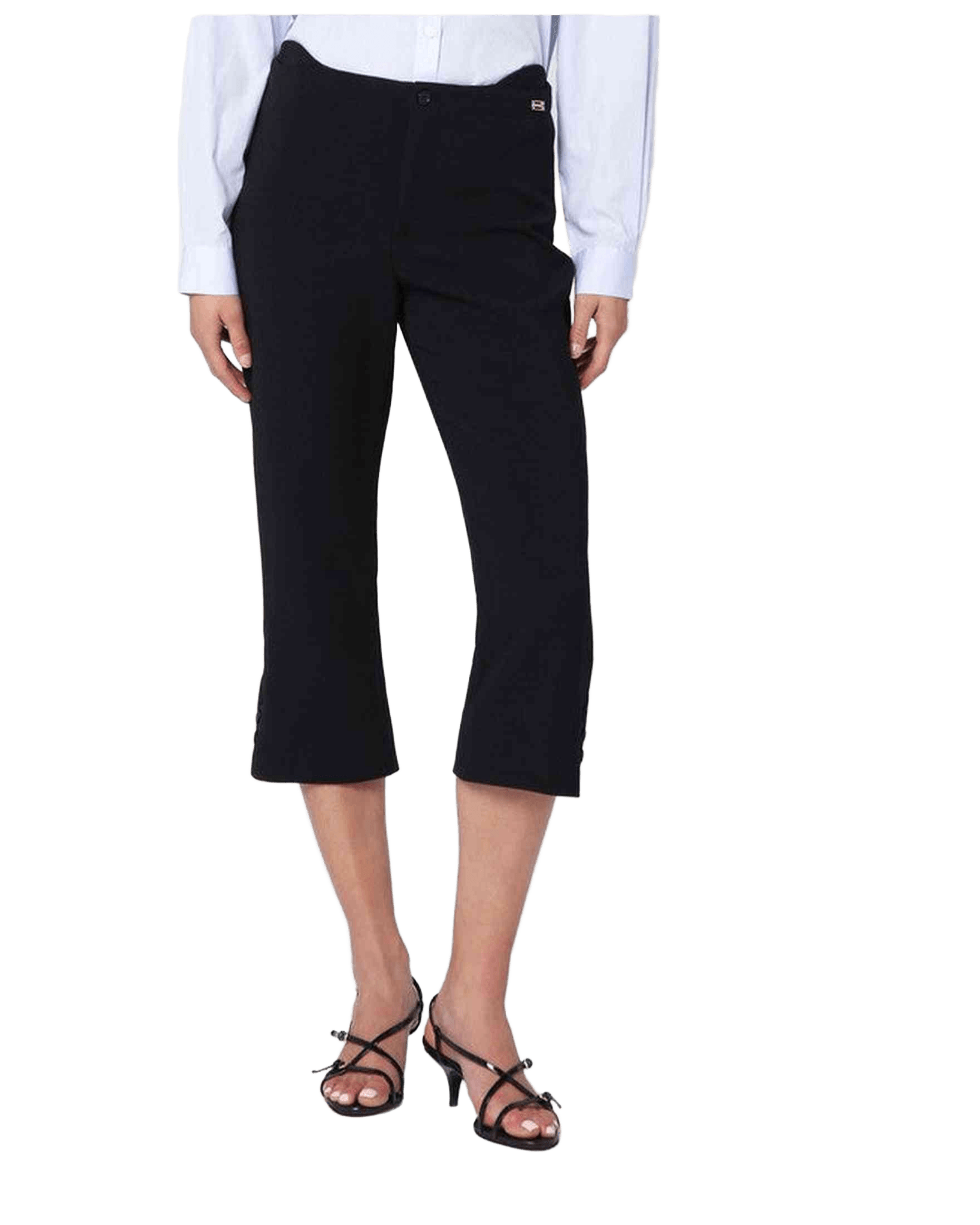 Victoria Beckham Black Wool Cropped Trouser in Blend Glam Steals