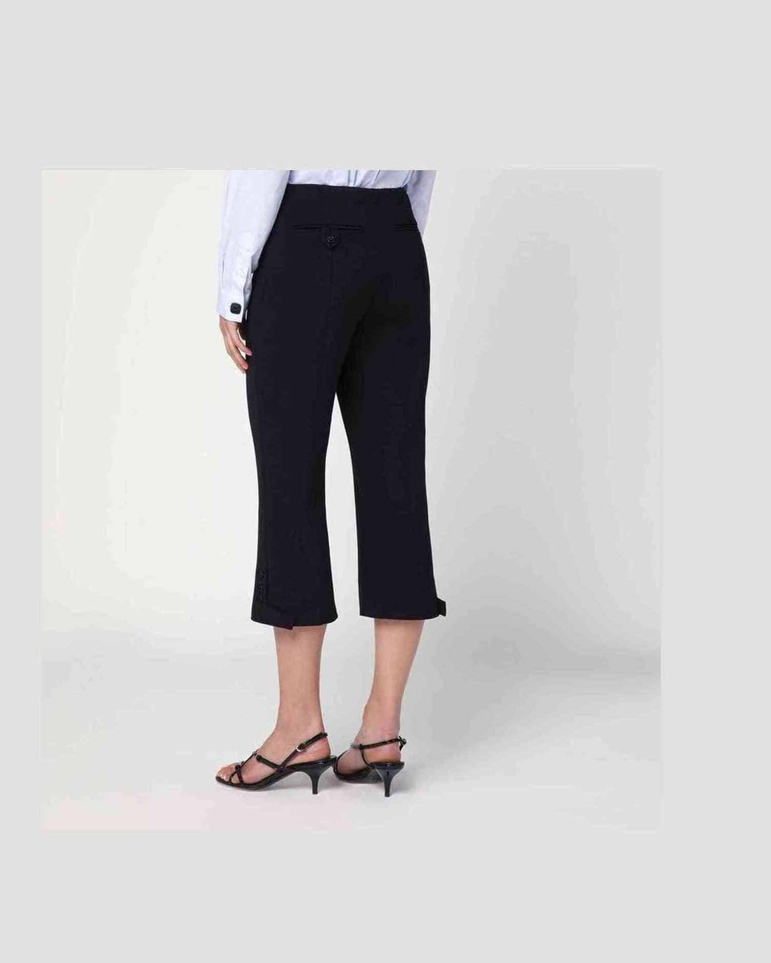 Victoria Beckham Black Wool Cropped Trouser in Blend Glam Steals
