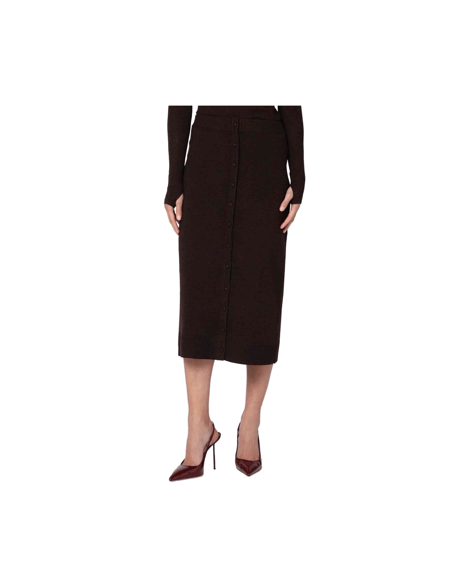 Victoria Beckham Brown Wool Midi Skirt in Blend Glam Steals