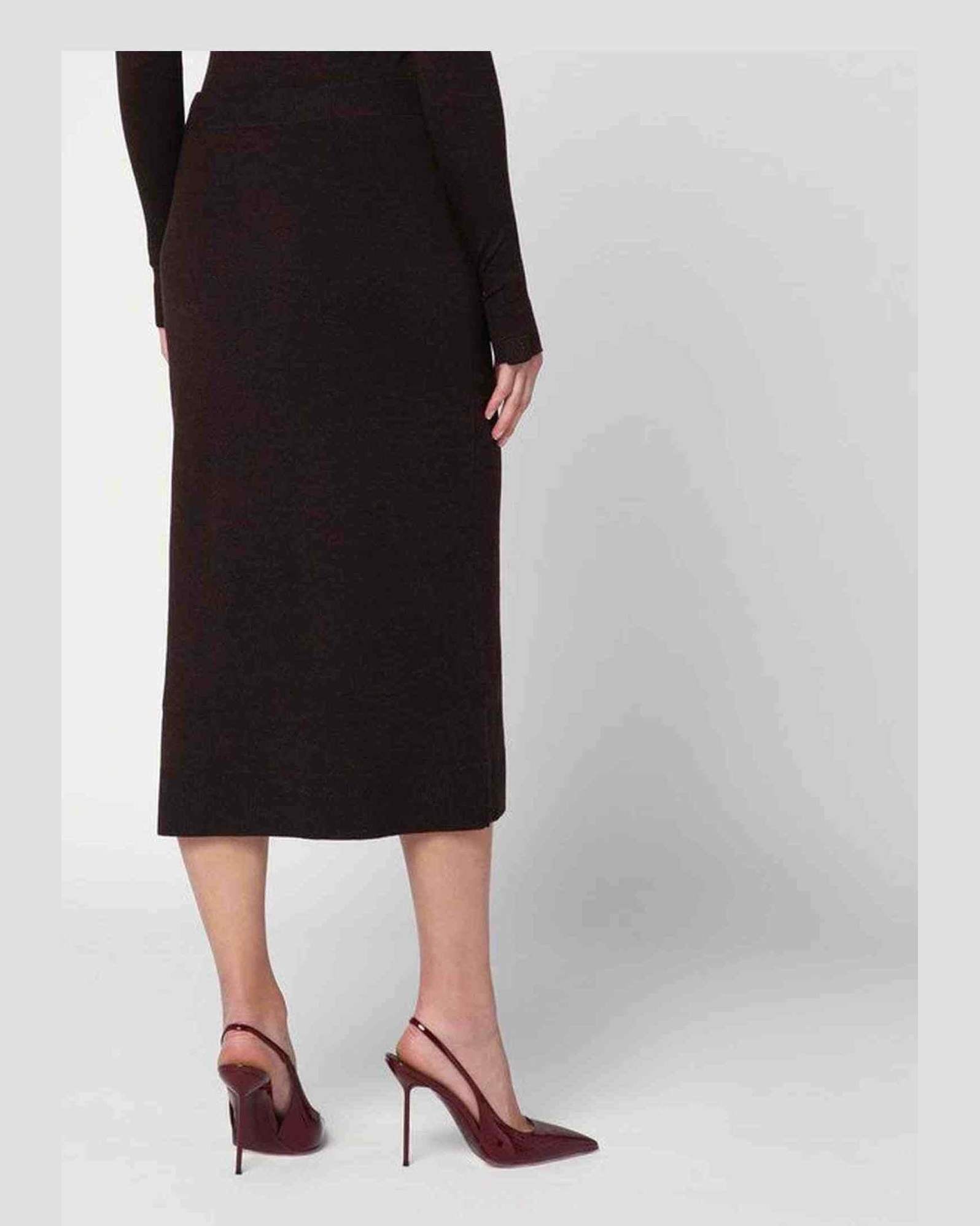 Victoria Beckham Brown Wool Midi Skirt in Blend Glam Steals