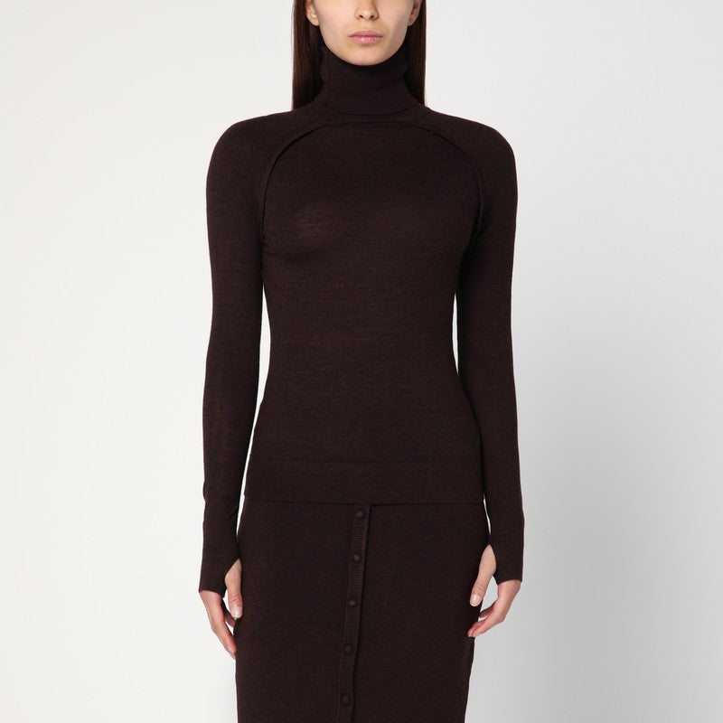 Victoria Beckham Brown Wool Turtleneck Sweater Glam Steals