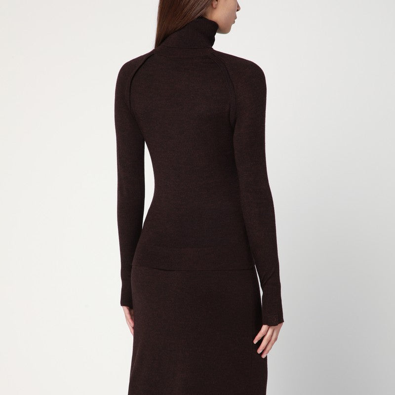 Victoria Beckham Brown Wool Turtleneck Sweater Glam Steals