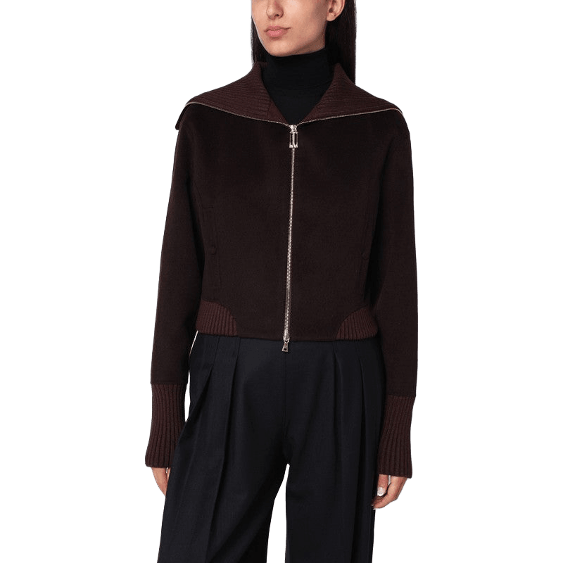 Victoria Beckham Brown Zip Up Cardigan Glam Steals