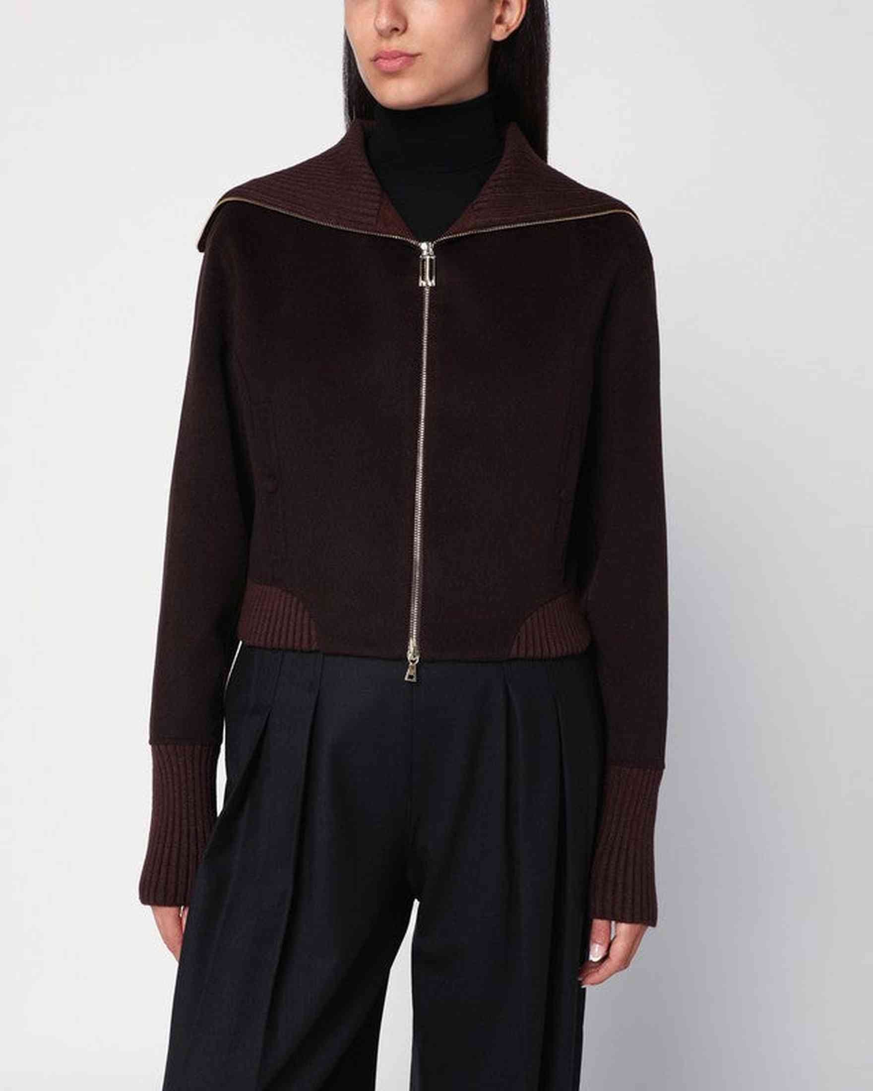 Victoria Beckham Brown Zip Up Cardigan Glam Steals