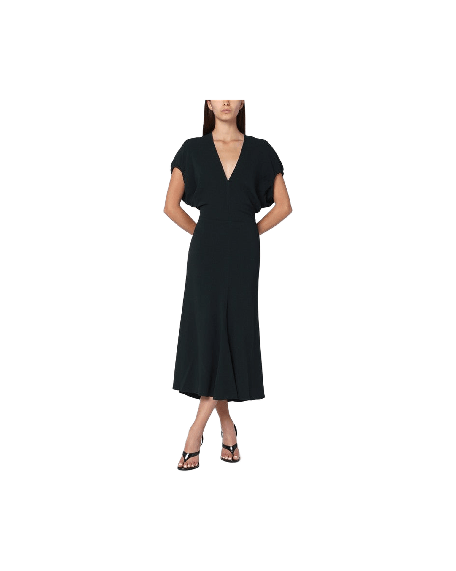 Victoria Beckham Dark Green Satin Midi Dress Glam Steals