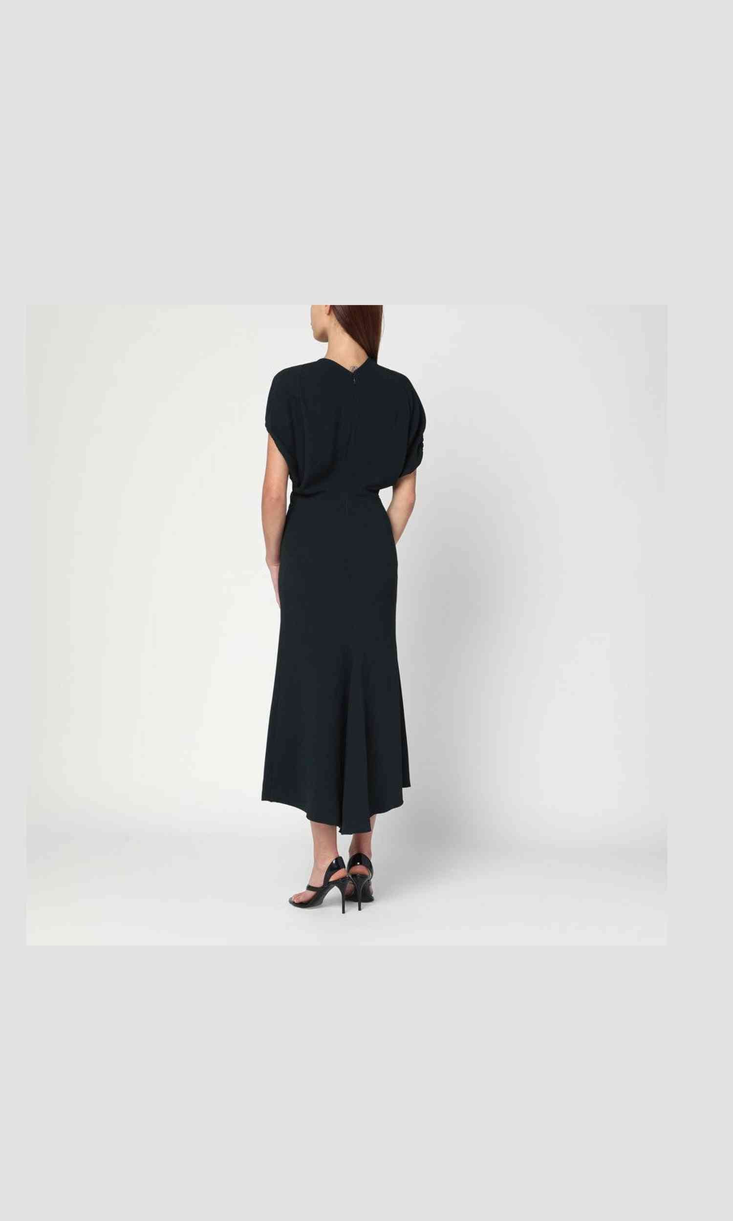 Victoria Beckham Dark Green Satin Midi Dress Glam Steals