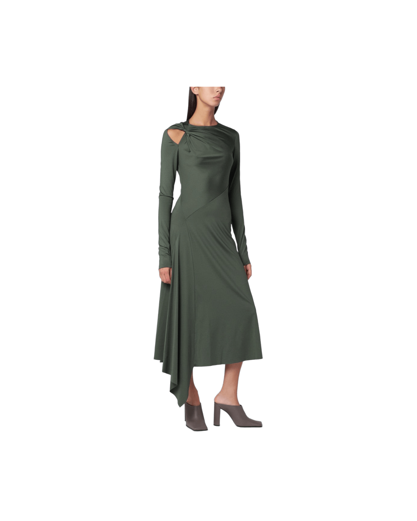 Victoria Beckham Green Midi Dress in Oregano with Interlace Glam Steals