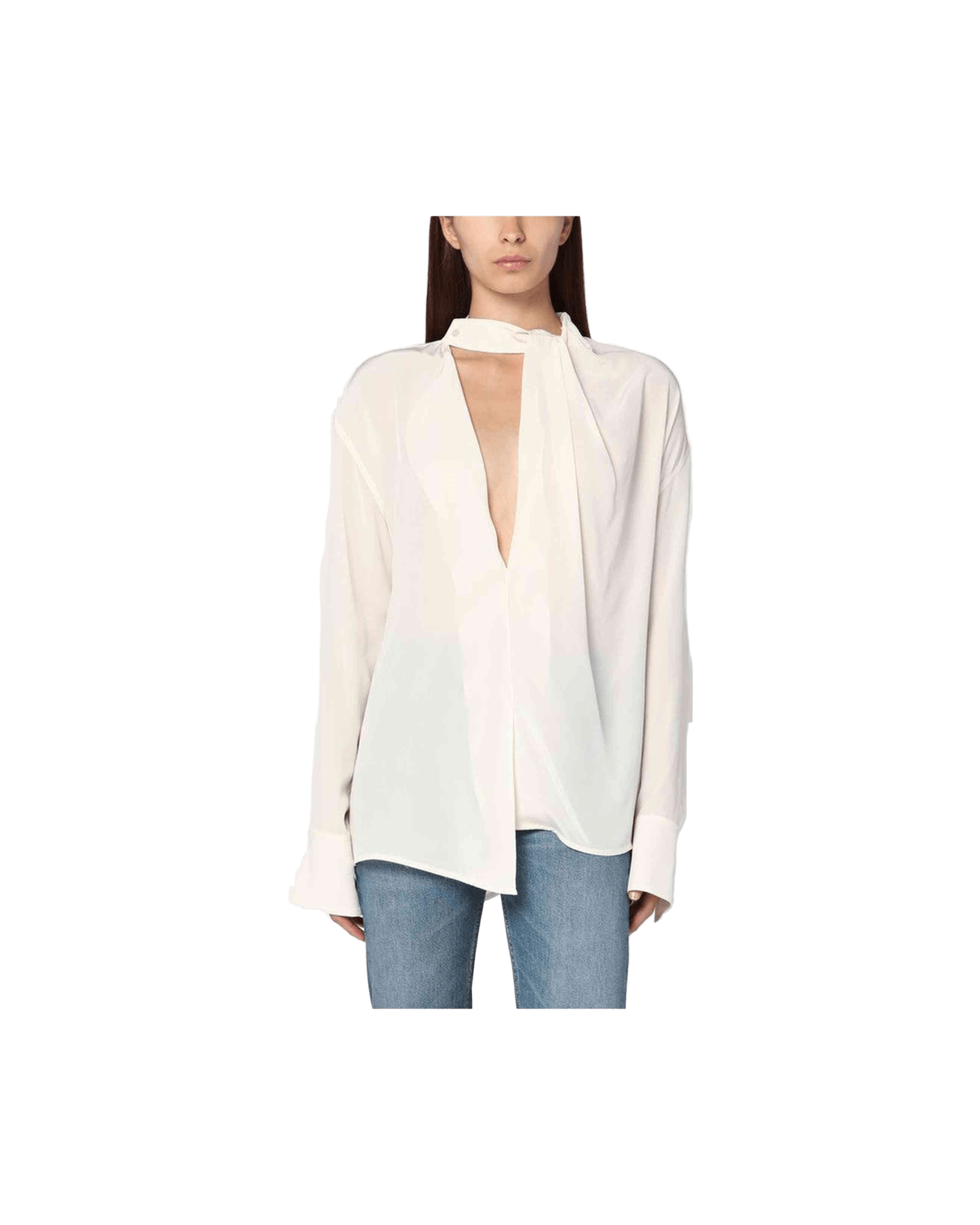 Victoria Beckham Ivory Silk Draped Blouse Glam Steals
