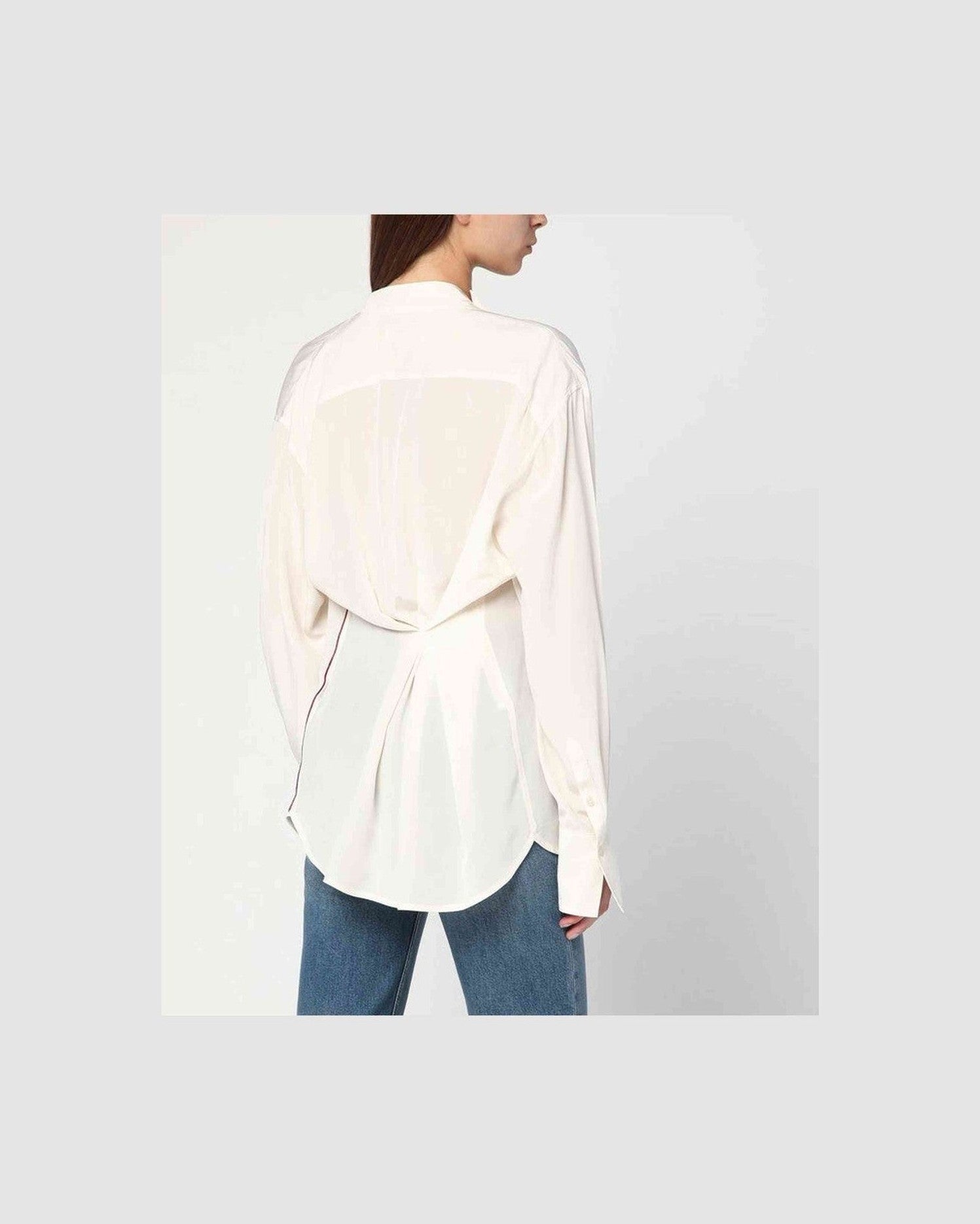 Victoria Beckham Ivory Silk Draped Blouse Glam Steals