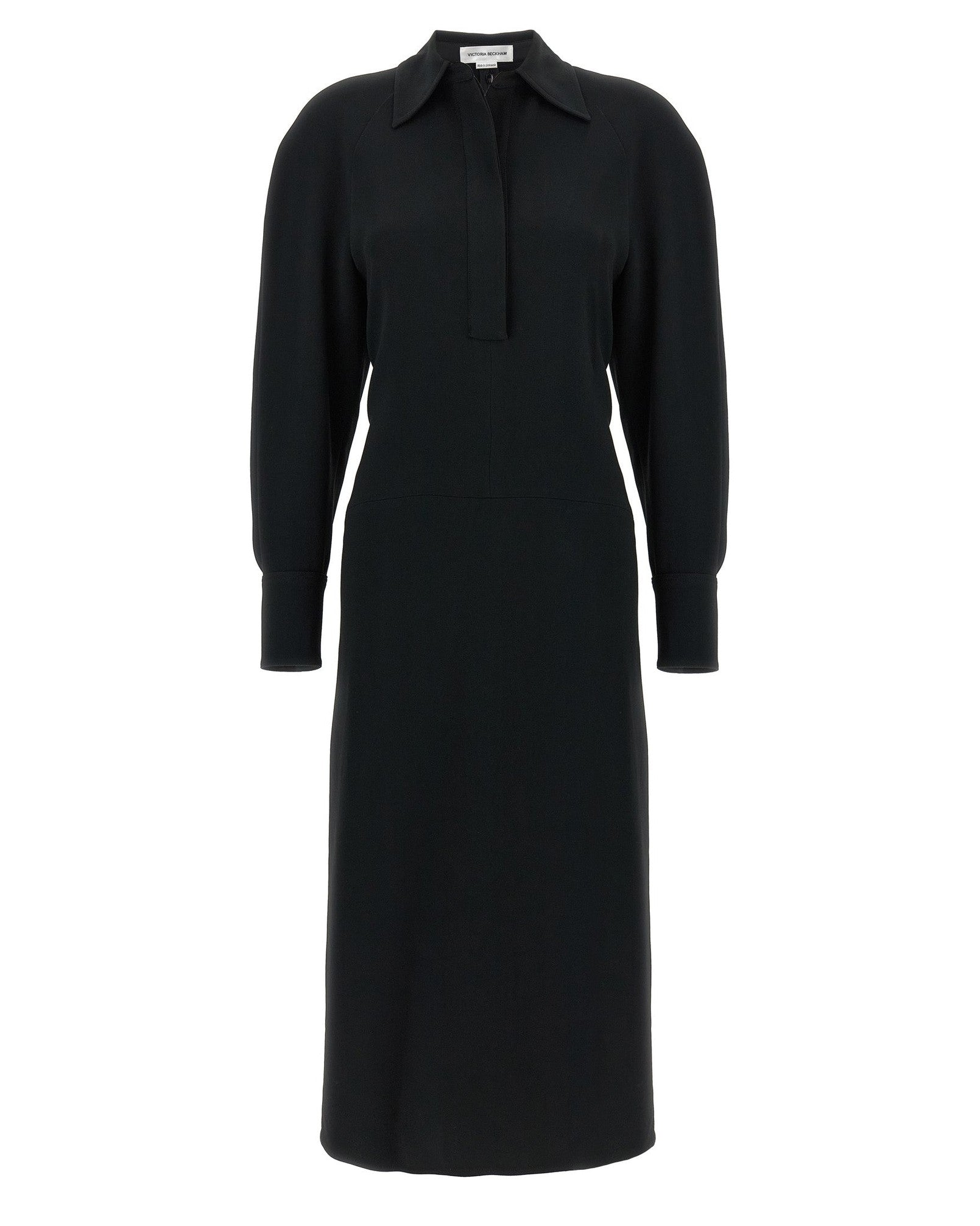 Victoria Beckham Long Sleeve Polo Collar Midi Dress Glam Steals