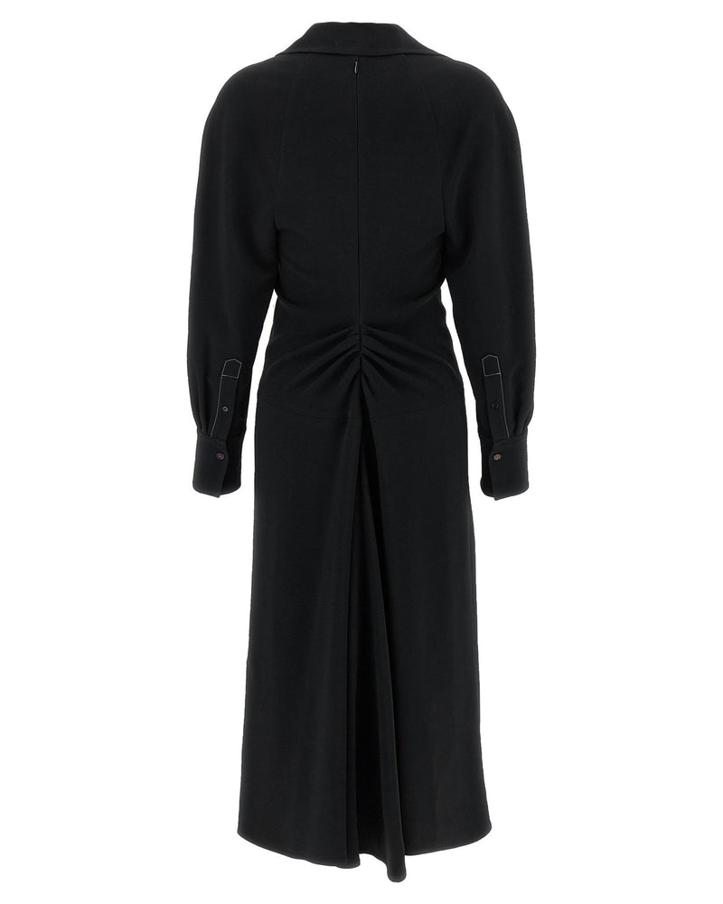Victoria Beckham Long Sleeve Polo Collar Midi Dress Glam Steals