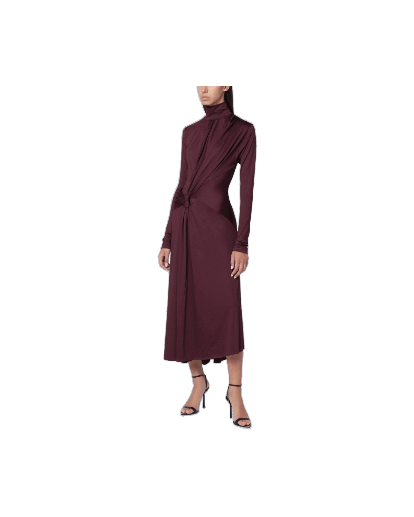 Victoria Beckham Midi Dress in Bordeaux with Knotted Interlace