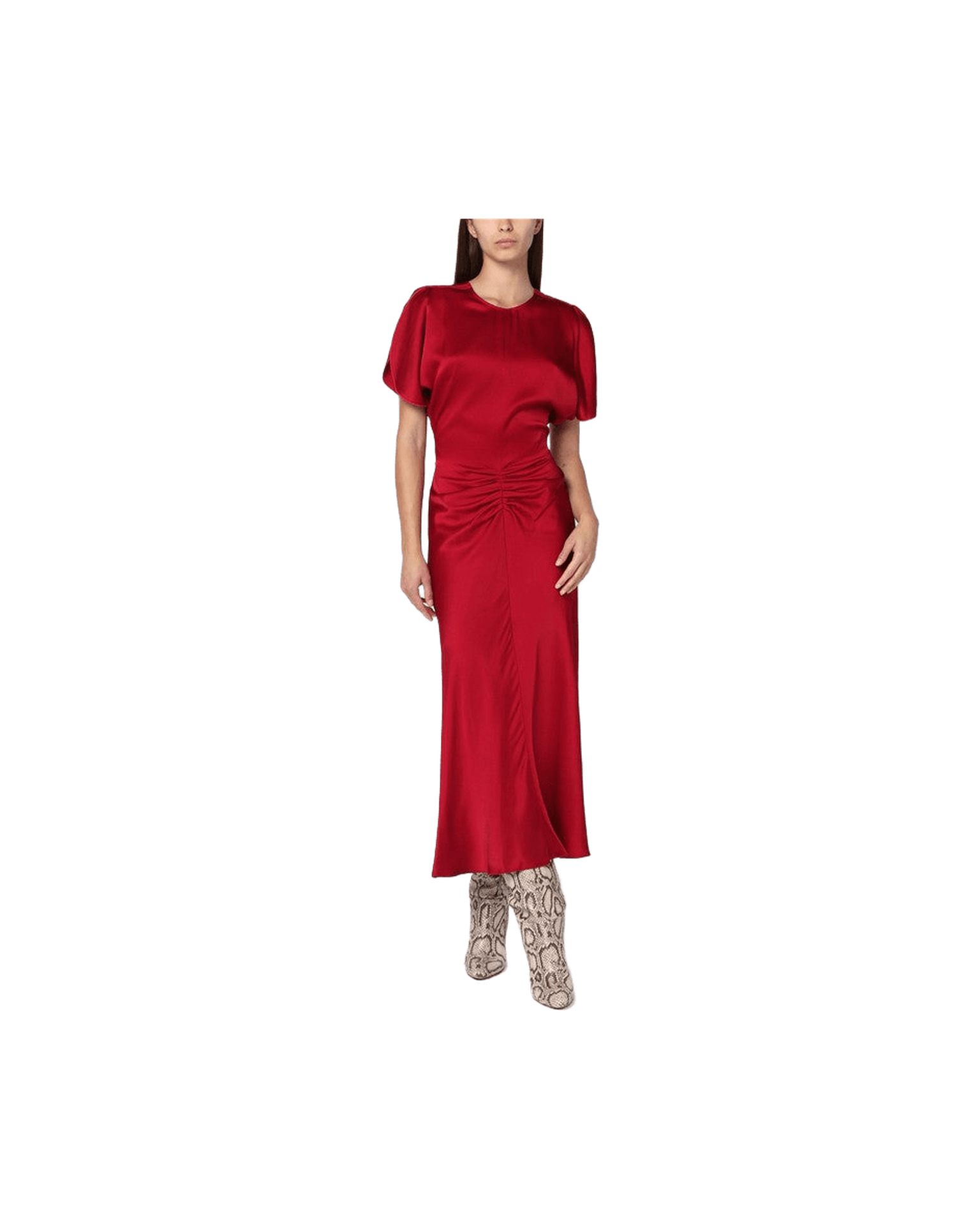 Victoria Beckham Pink Fuchsia Midi Dress With Gathered Waist Glam Steals