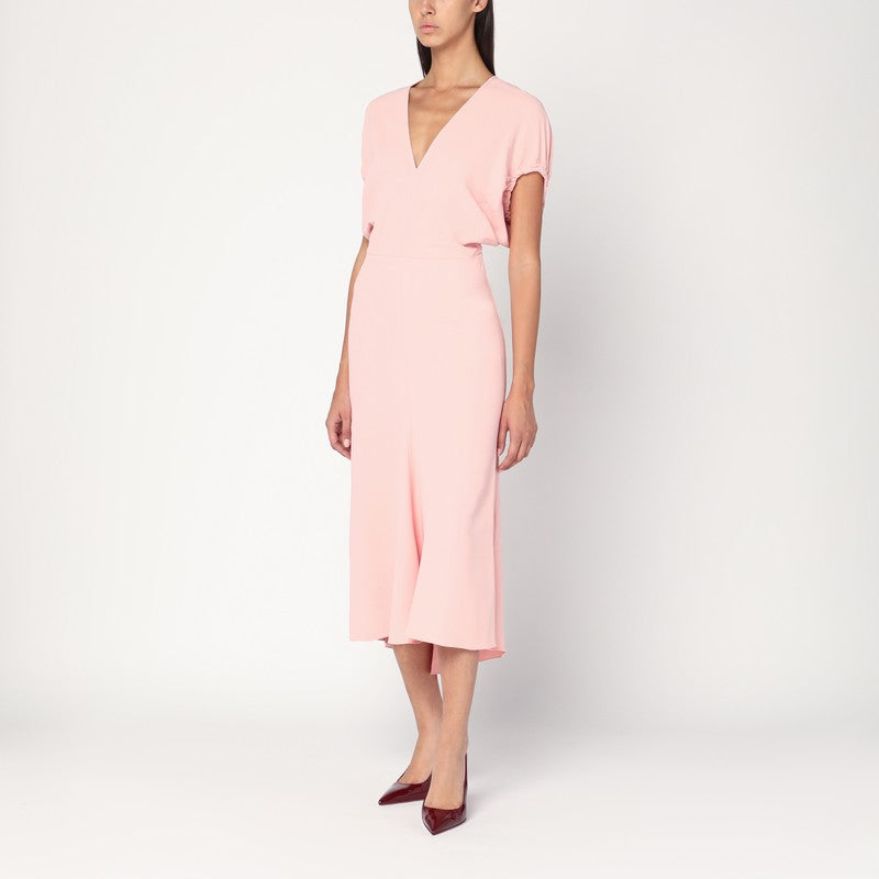Victoria Beckham Pink Satin Midi Dress Glam Steals