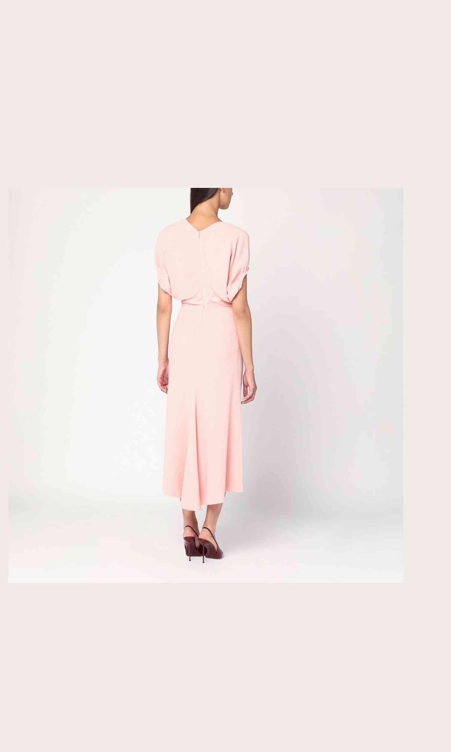 Victoria Beckham Pink Satin Midi Dress Glam Steals