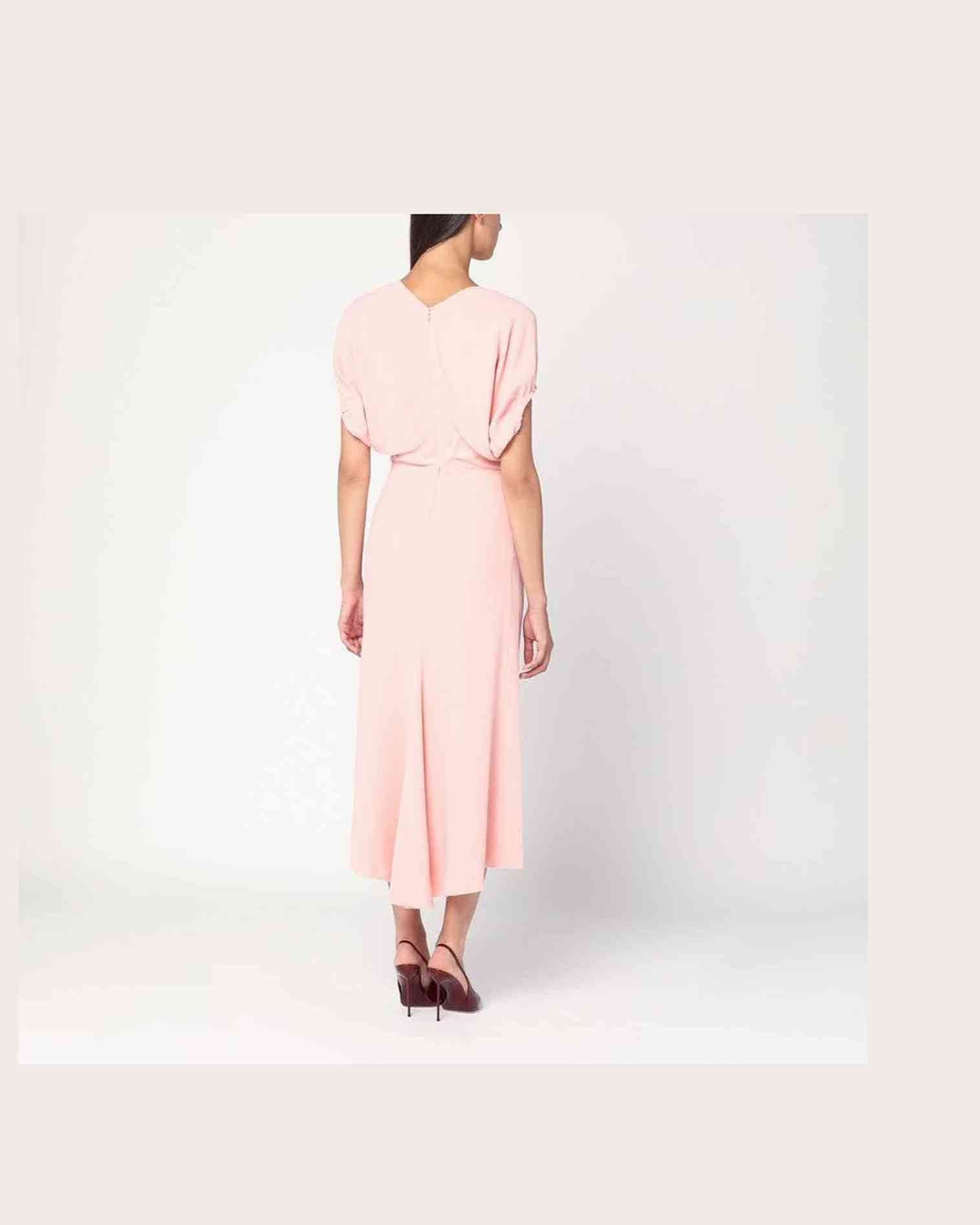 Victoria Beckham Pink Satin Midi Dress Glam Steals