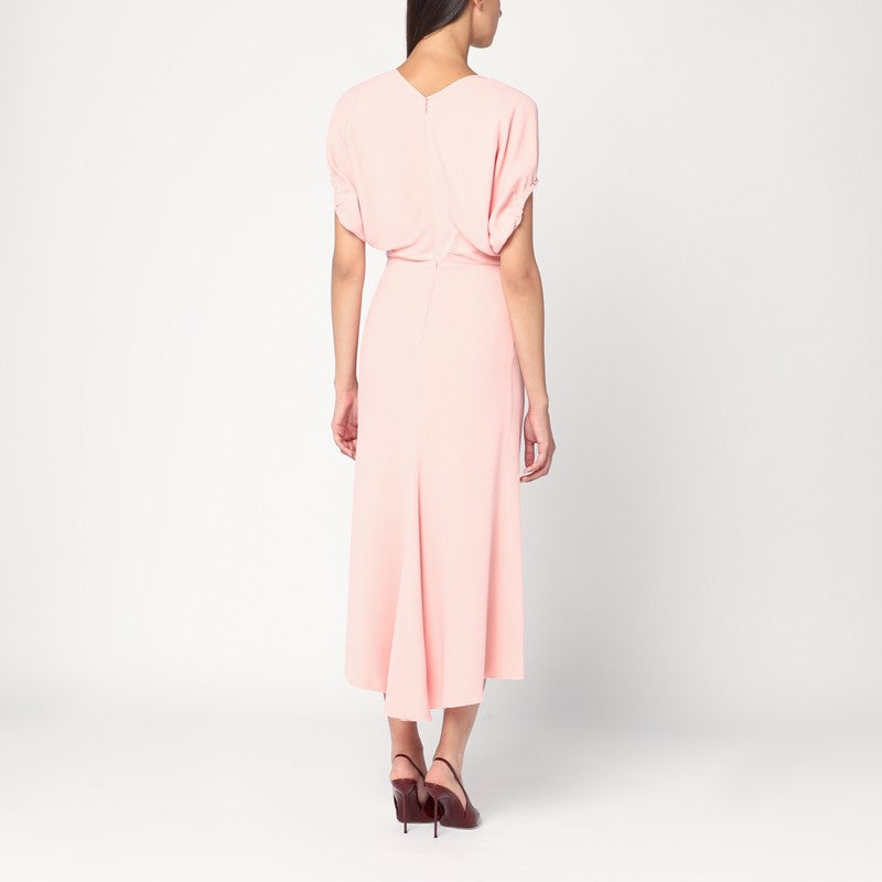 Victoria Beckham Pink Satin Midi Dress Glam Steals