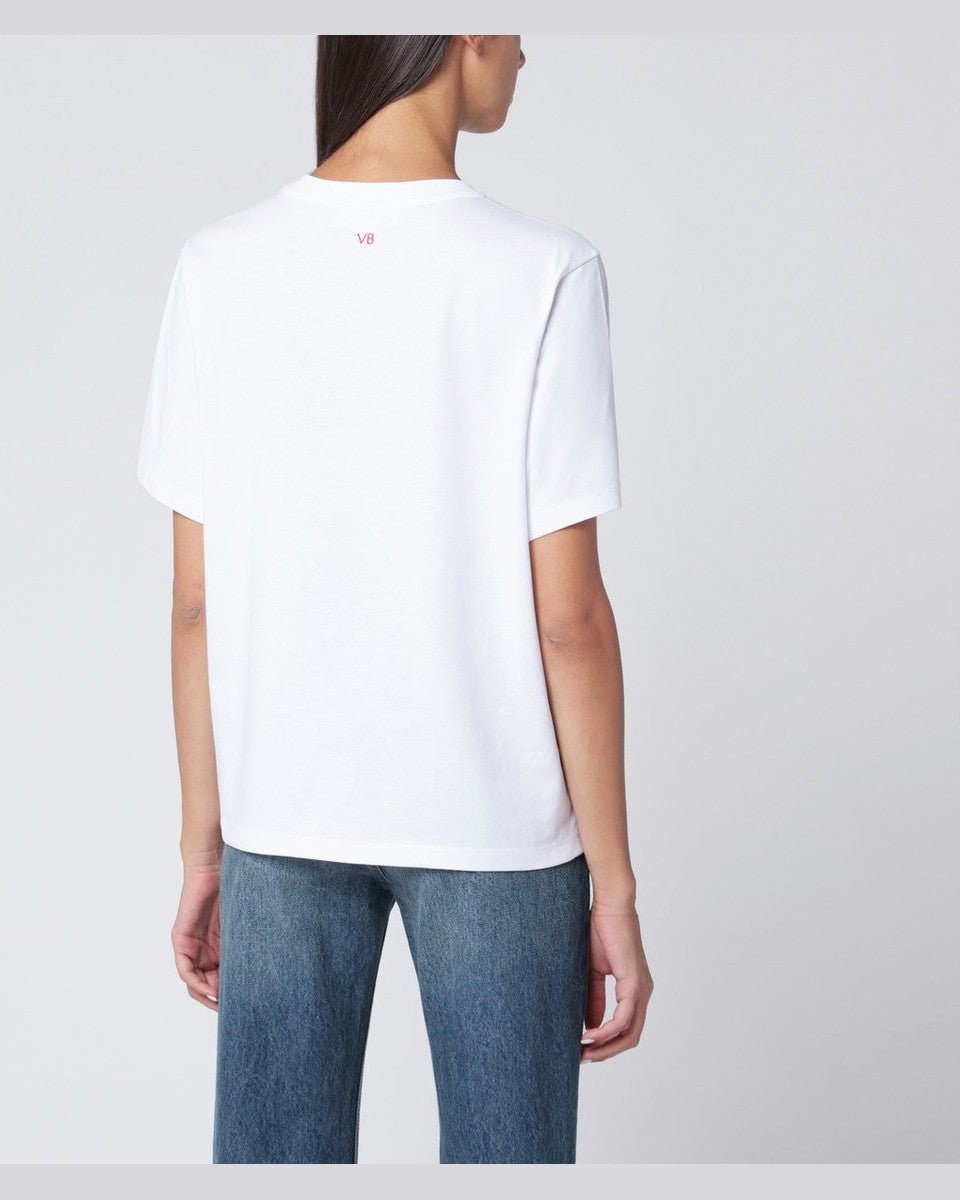 Victoria Beckham White Cotton “i’m Joy” T-shirt Glam Steals