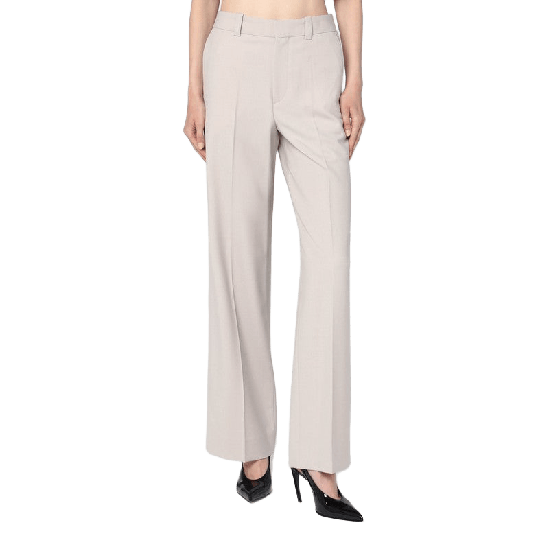 Victoria Beckham Wool Pumice Coloured Trouser in Blend Glam Steals