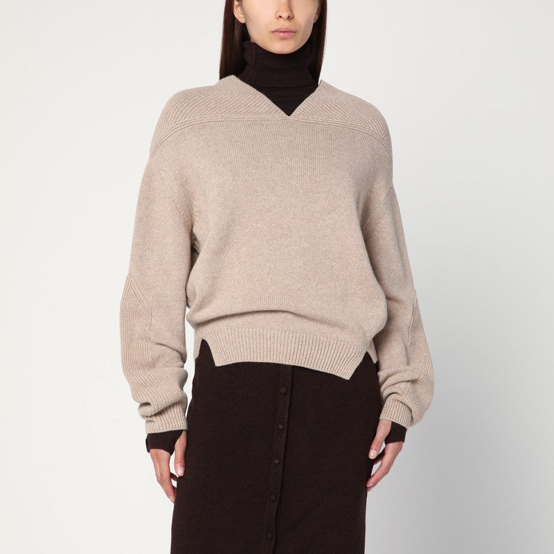 Victoria Beckham Wool Sand Coloured Sweater in Cashmere Glam Steals