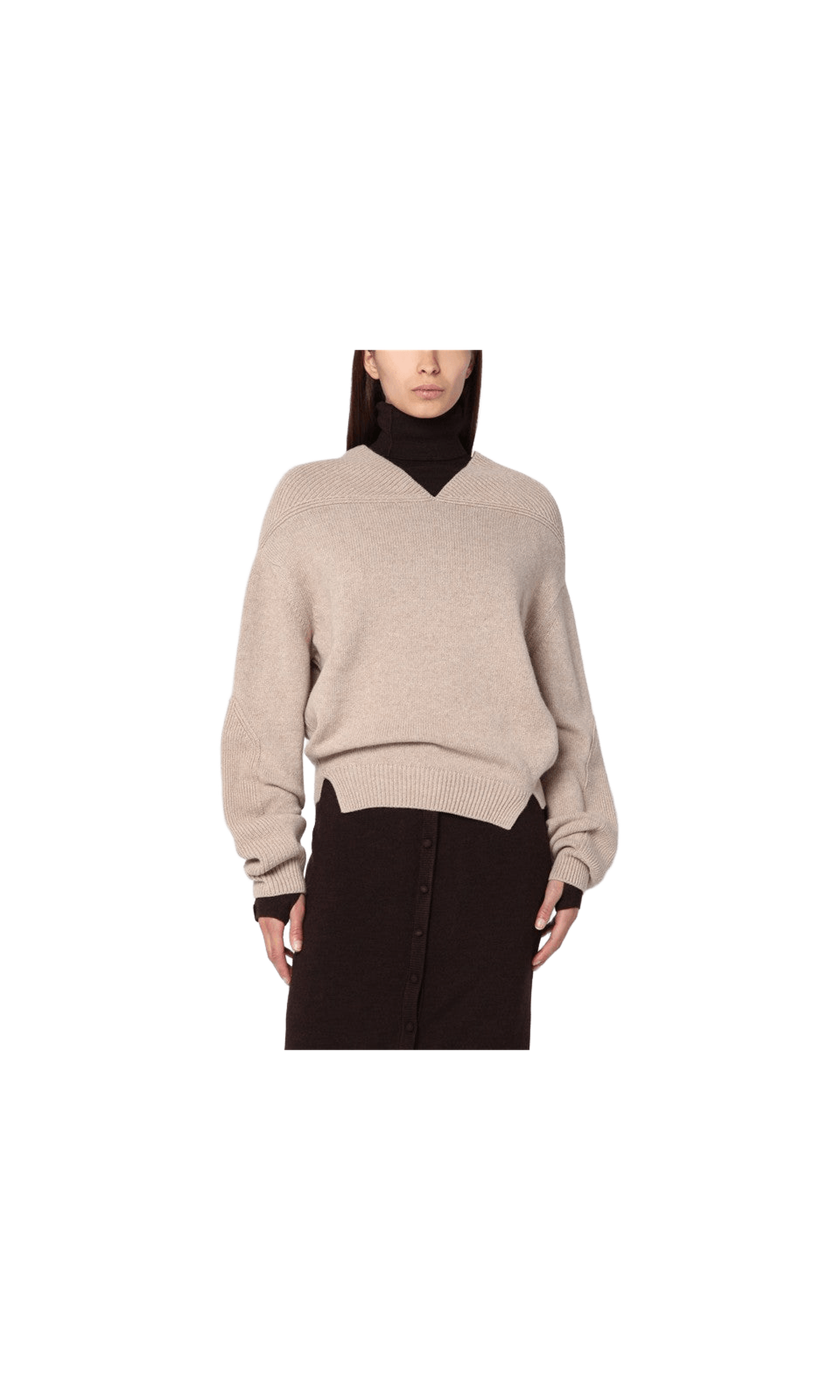 Victoria Beckham Wool Sand Coloured Sweater in Cashmere Glam Steals