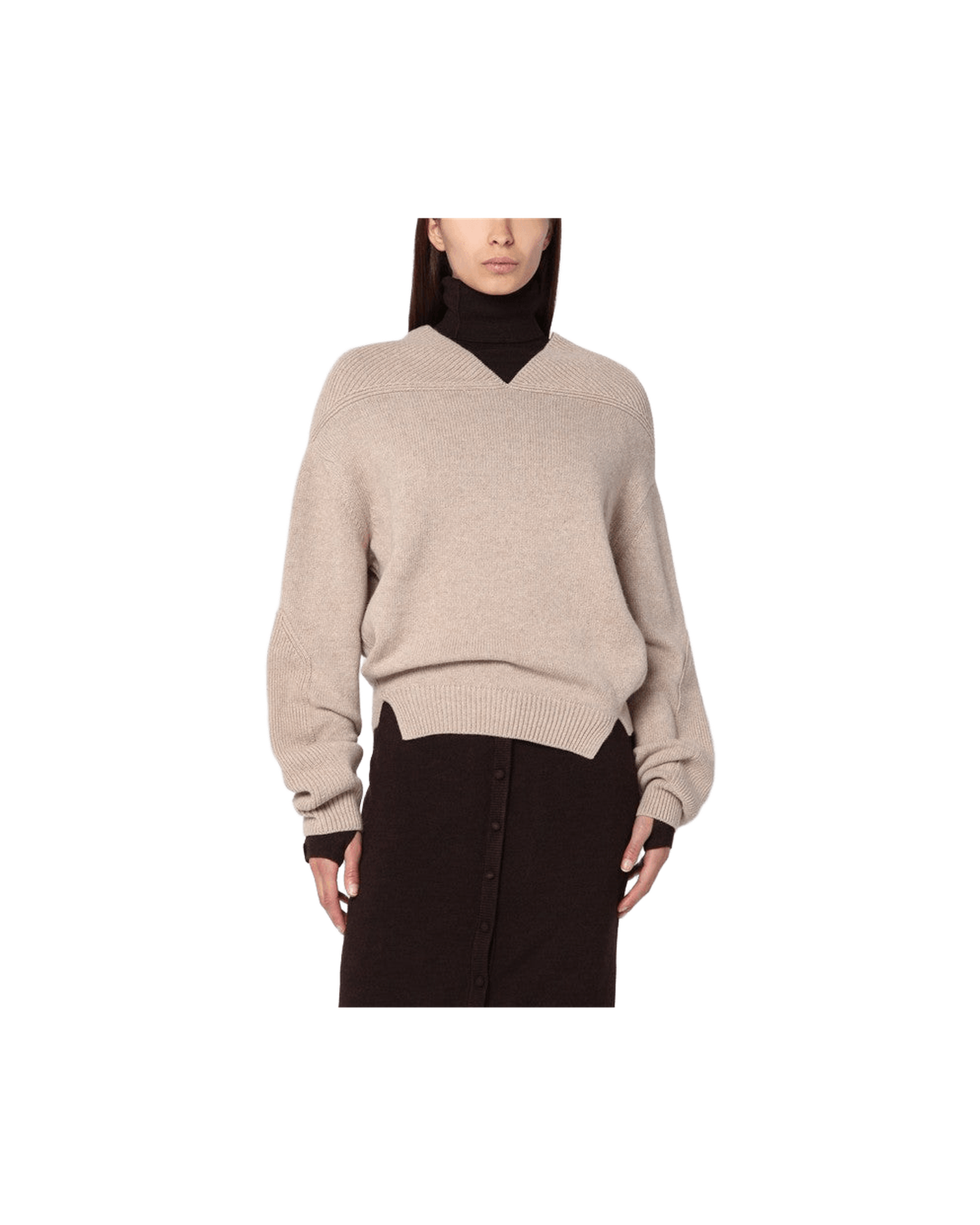 Victoria Beckham Wool Sand Coloured Sweater In Cashmere Glam Steals