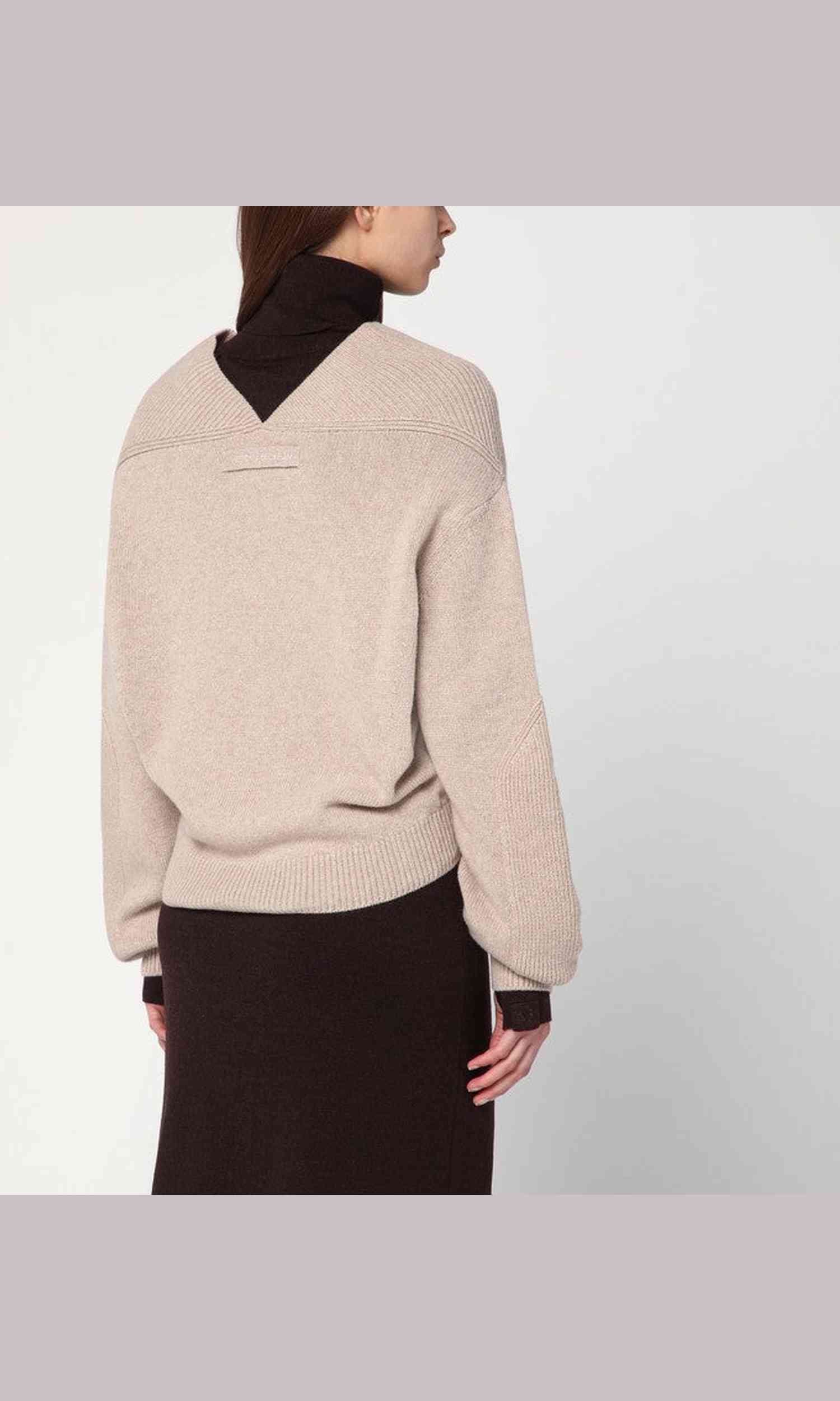 Victoria Beckham Wool Sand Coloured Sweater in Cashmere Glam Steals
