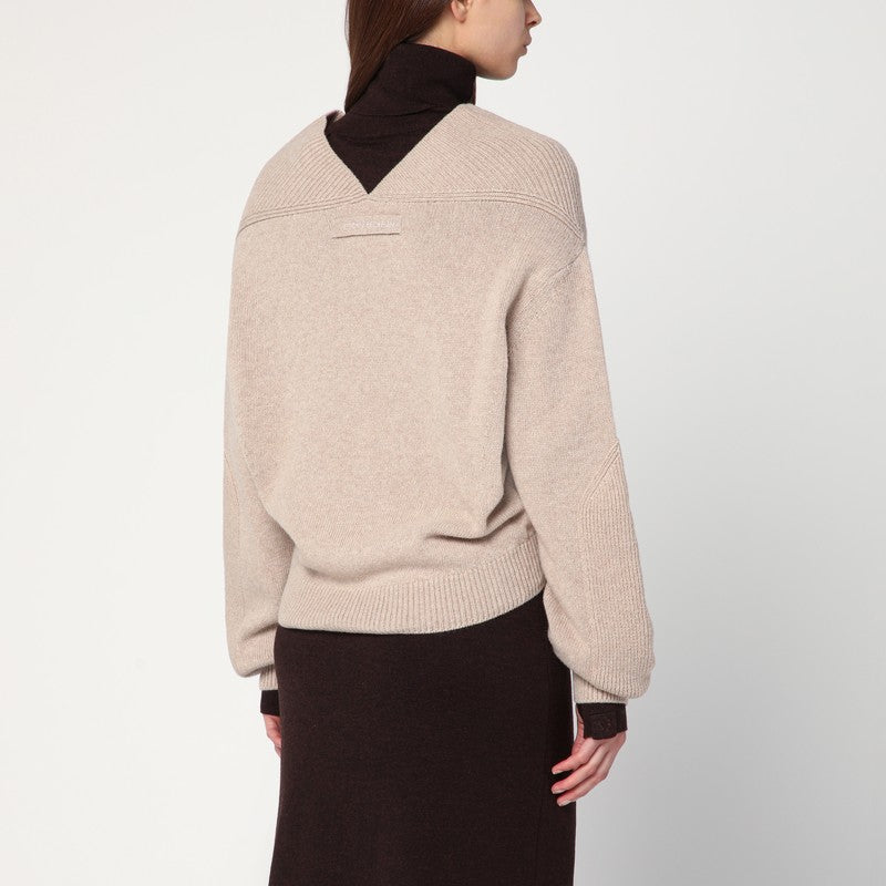 Victoria Beckham Wool Sand Coloured Sweater in Cashmere Glam Steals