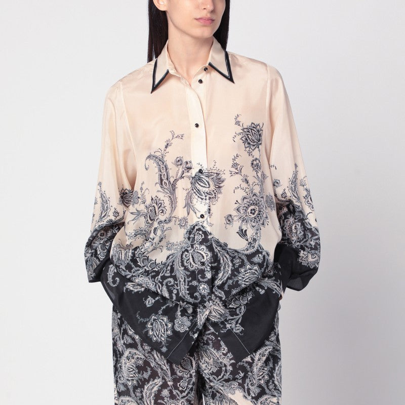 Zimmermann Cream Rhiannon Shirt with Fantasy Print Glam Steals