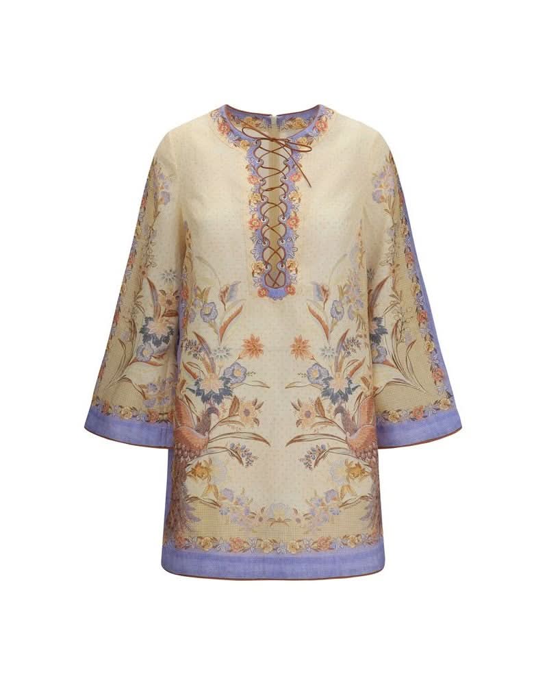 Zimmermann Multicolor Linen Casual Dress Glam Steals