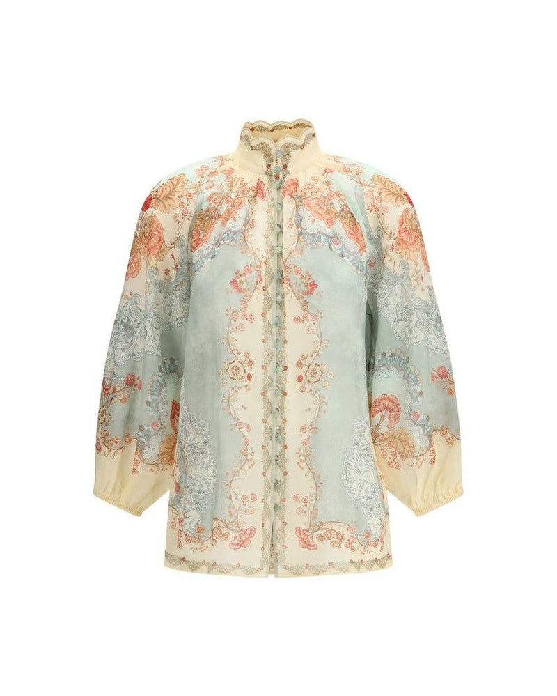 Zimmermann Multicolor Ramie Blouse Glam Steals