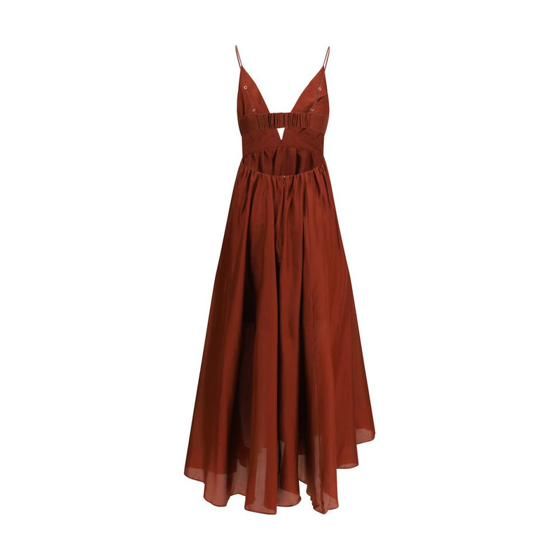 Zimmermann Silk Bordeaux Long Dress Glam Steals