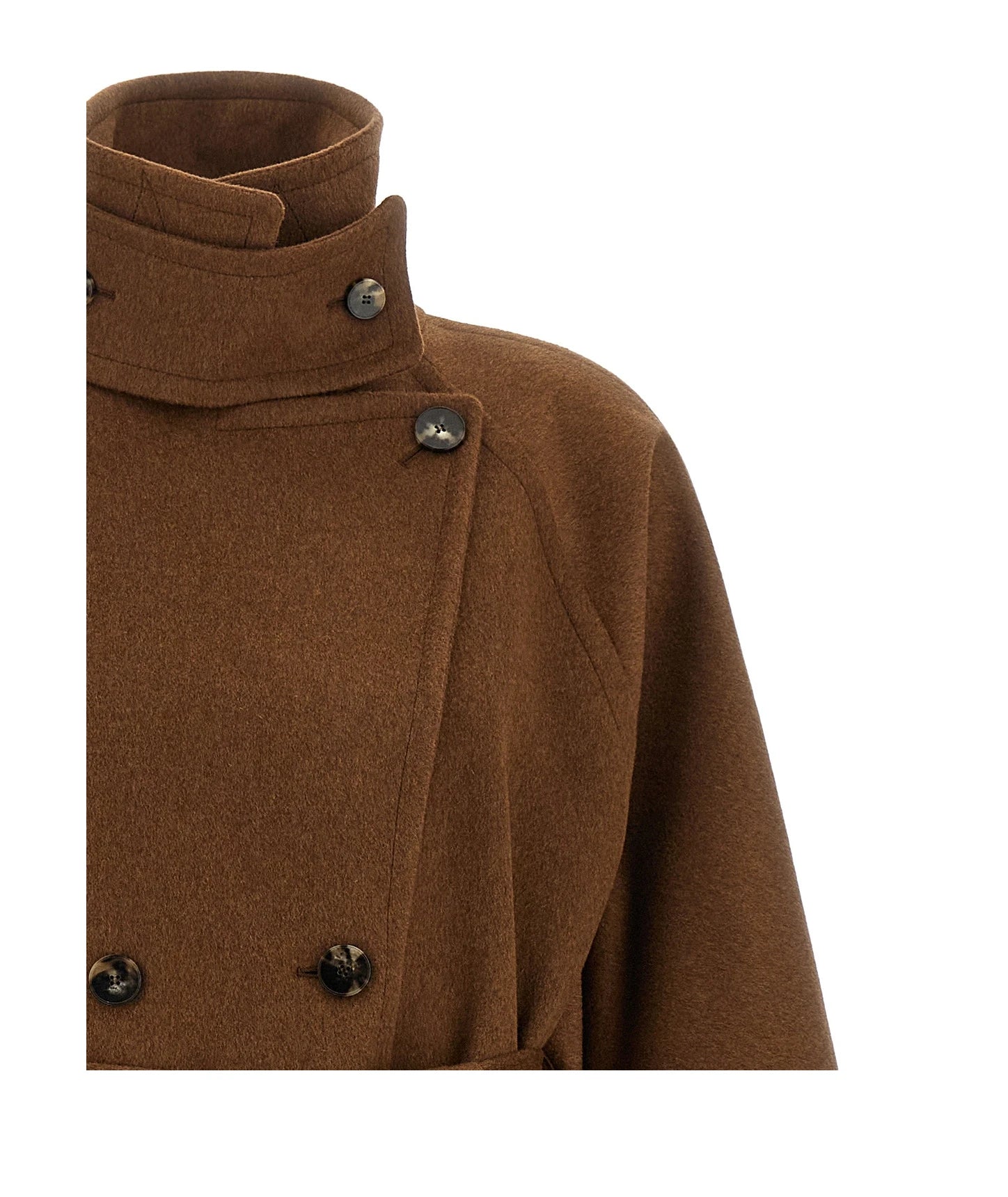Alberto Biani Wrap Coat in brown, Wool — view 3