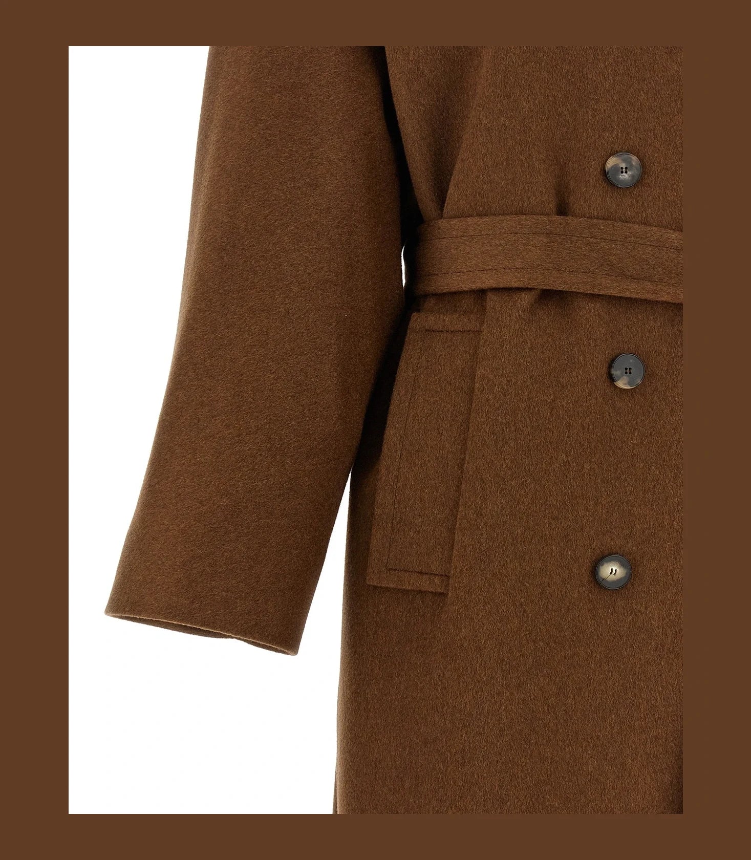Alberto Biani Wrap Coat in brown, Wool — view 4