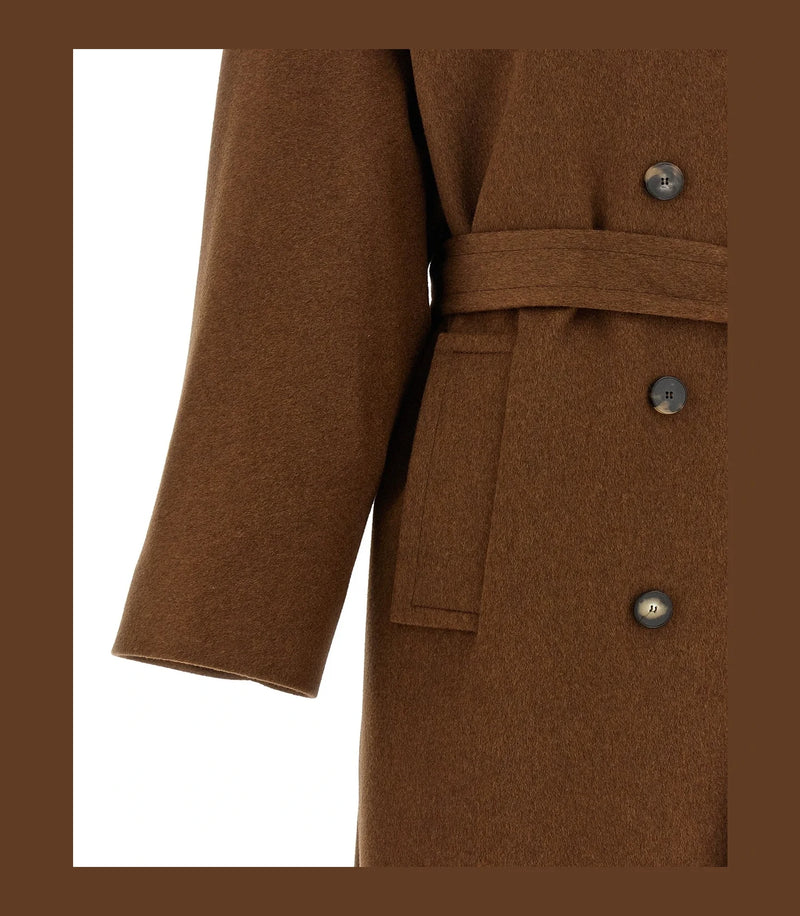 Alberto Biani Wrap Coat in brown, Wool — view 4