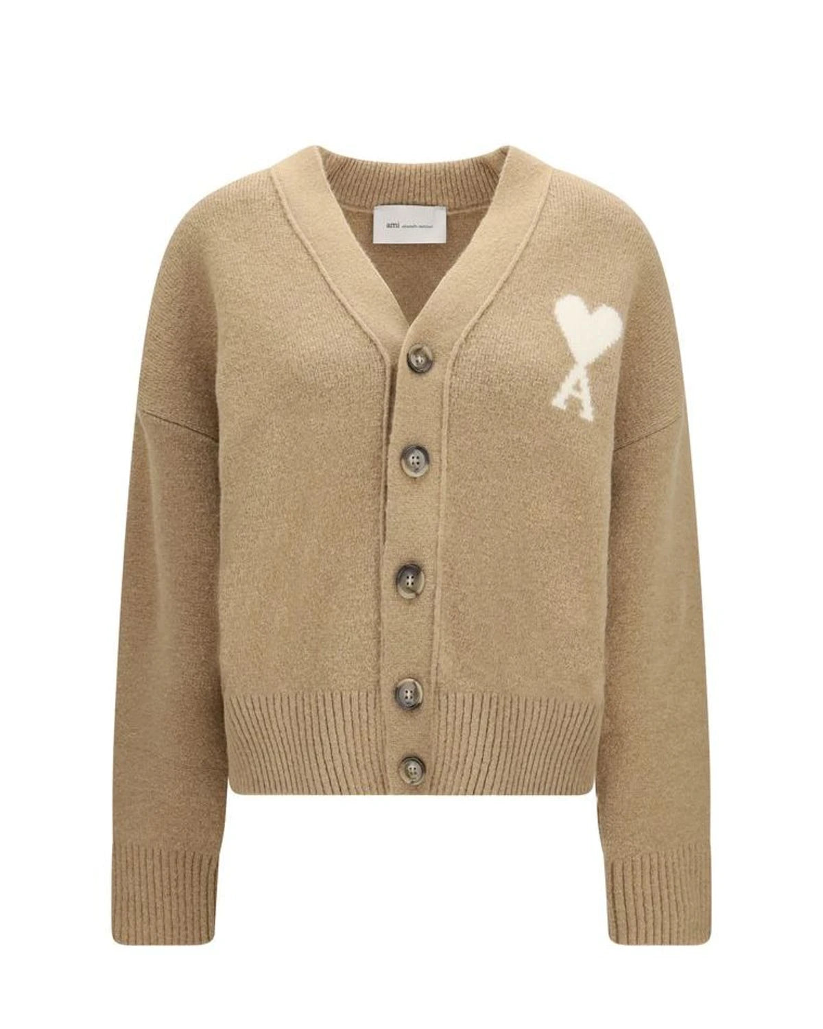 Ami Paris Cardigan in beige, Alpaca Vicugna