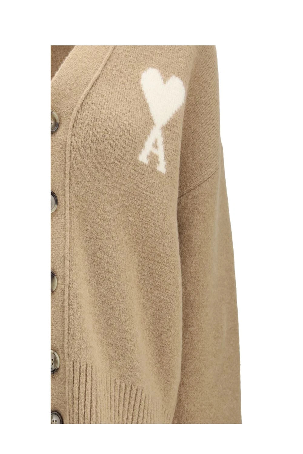 Ami Paris Cardigan in beige, Alpaca Vicugna — view 3