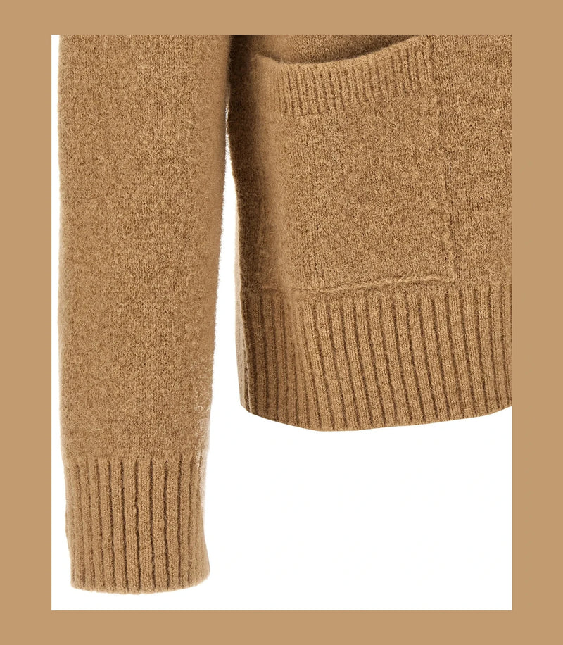 Ami Paris Cardigan in beige, Alpaca — view 4