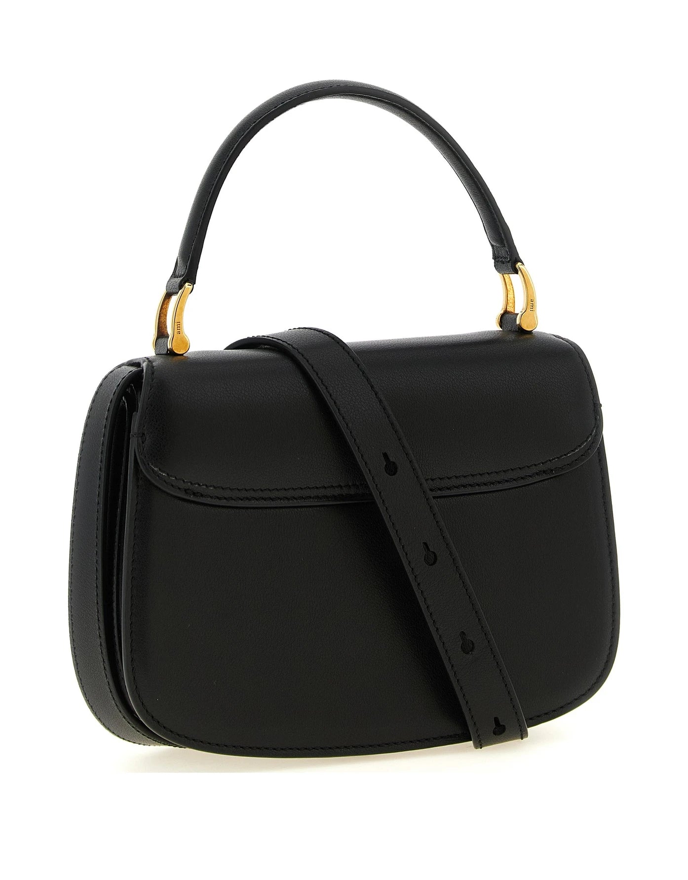 Ami Paris Shoulder Bag in black, Cow Leather — view 2
