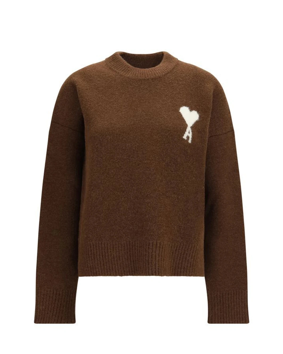 Ami Paris Alpaca Vicugna Pacos Brown Wool Sweater