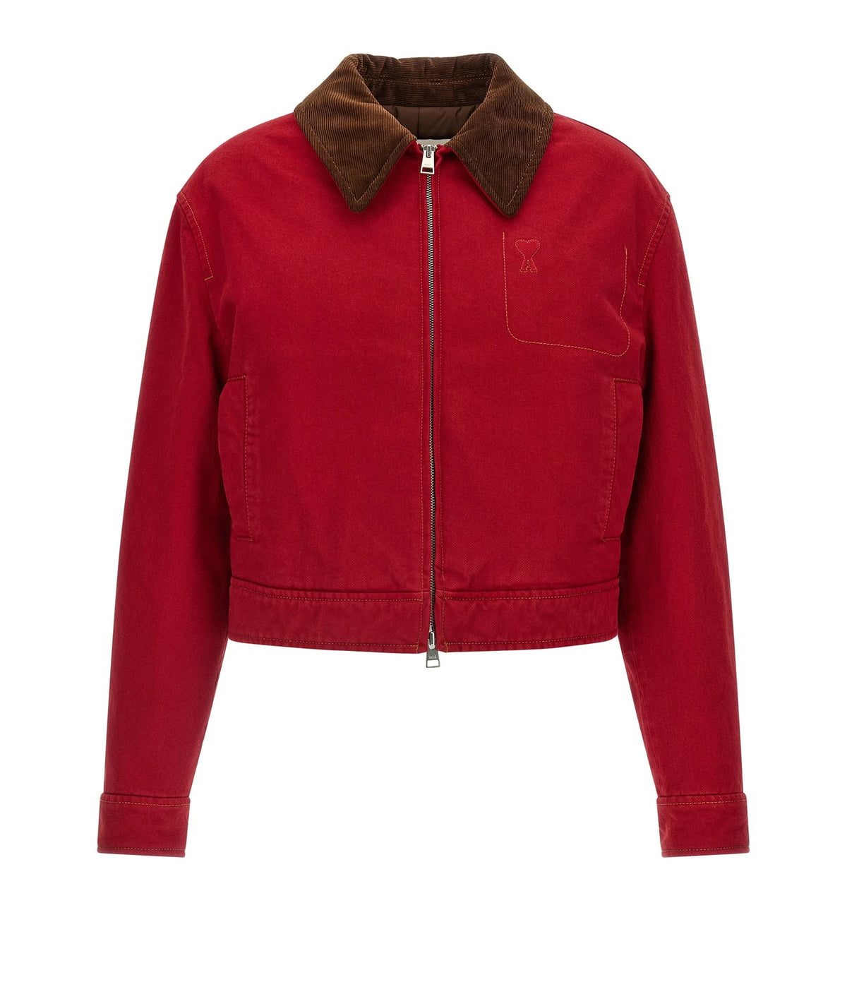 Ami Paris Trucker Jacket in red, Cotton